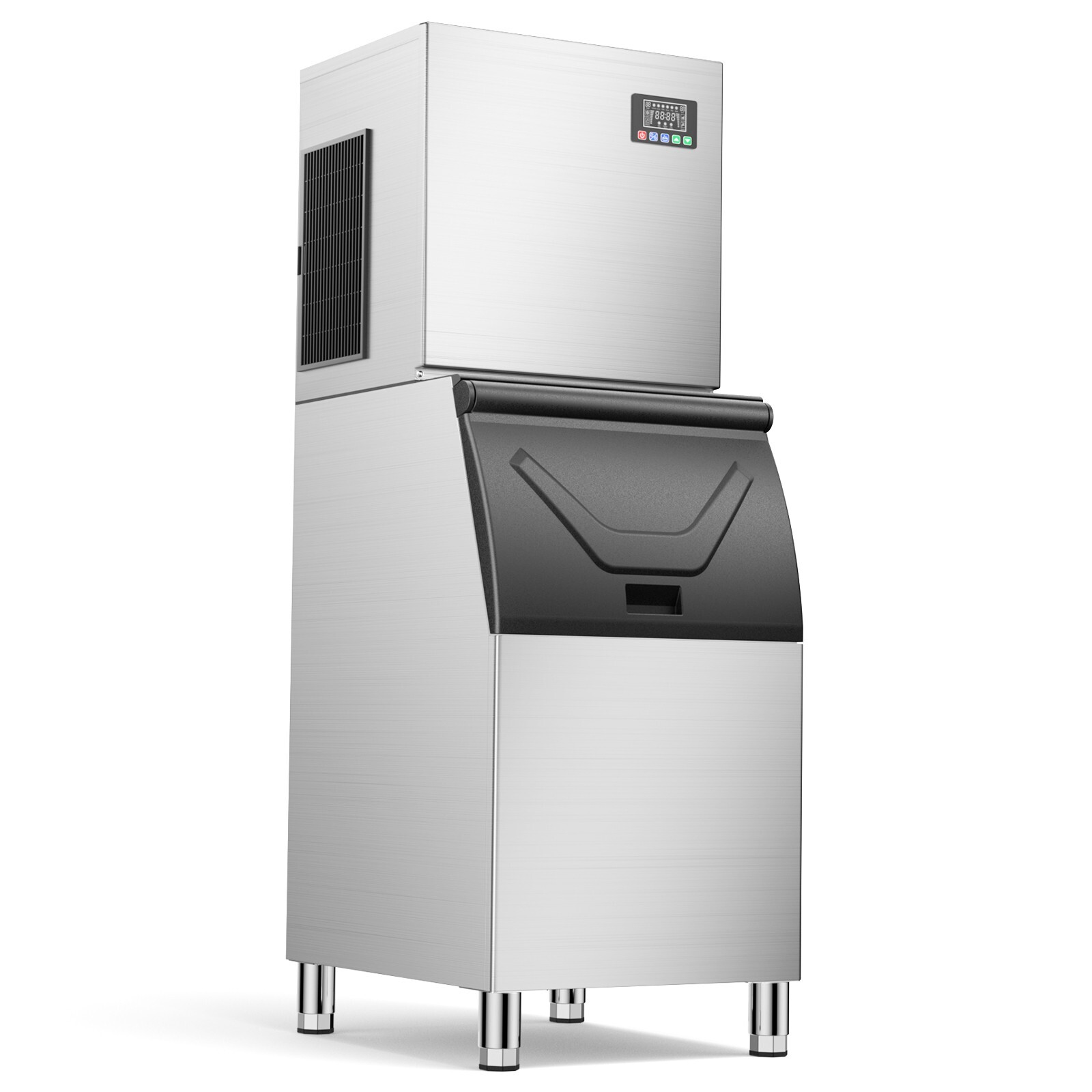 Commercial Freestanding Ice Maker 500LBS/24H with 350LBS Bin, 132 compartments