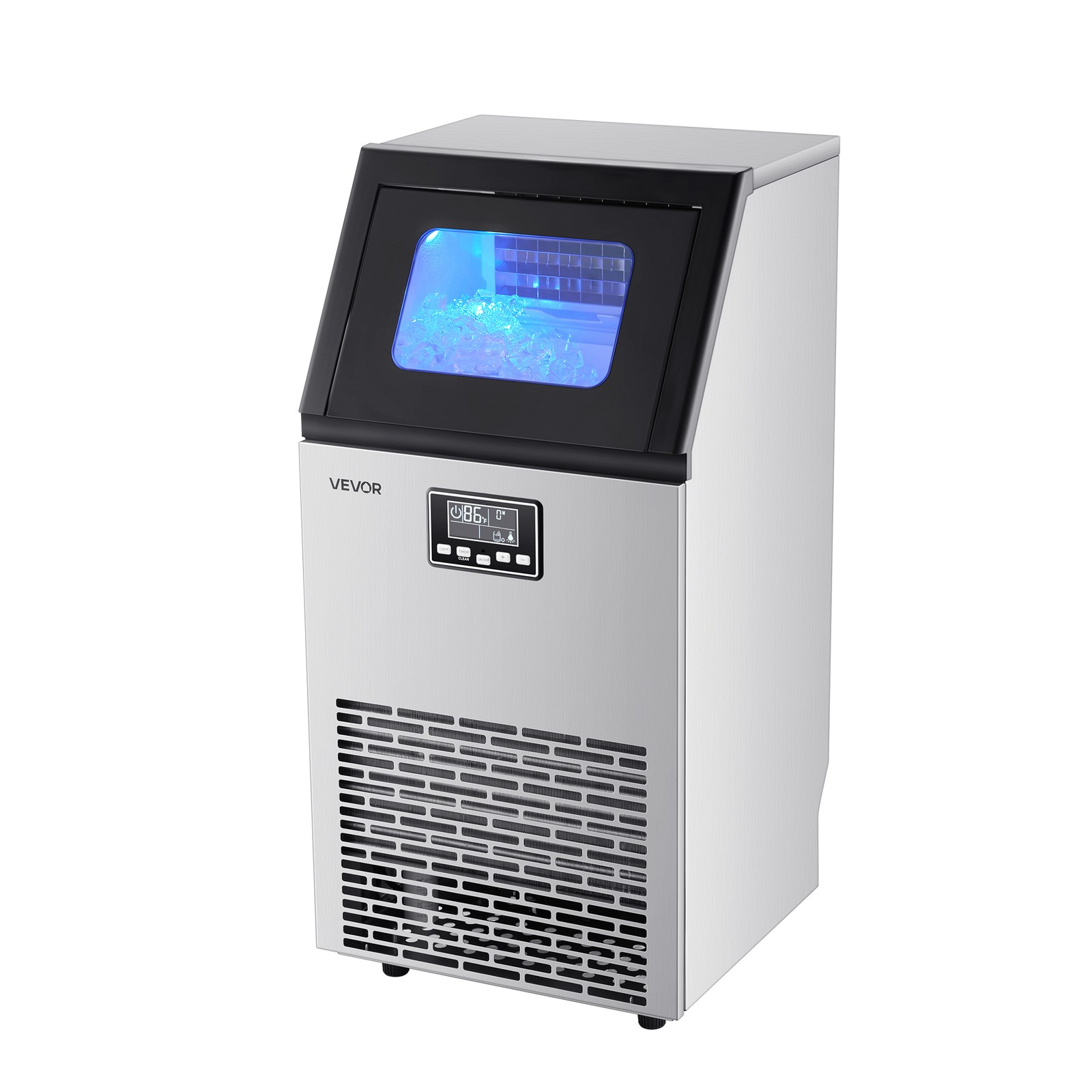 VEVOR Commercial Ice Maker 100lbs/24h Ice Machine 28Lbs Storage Bar Restaurant
