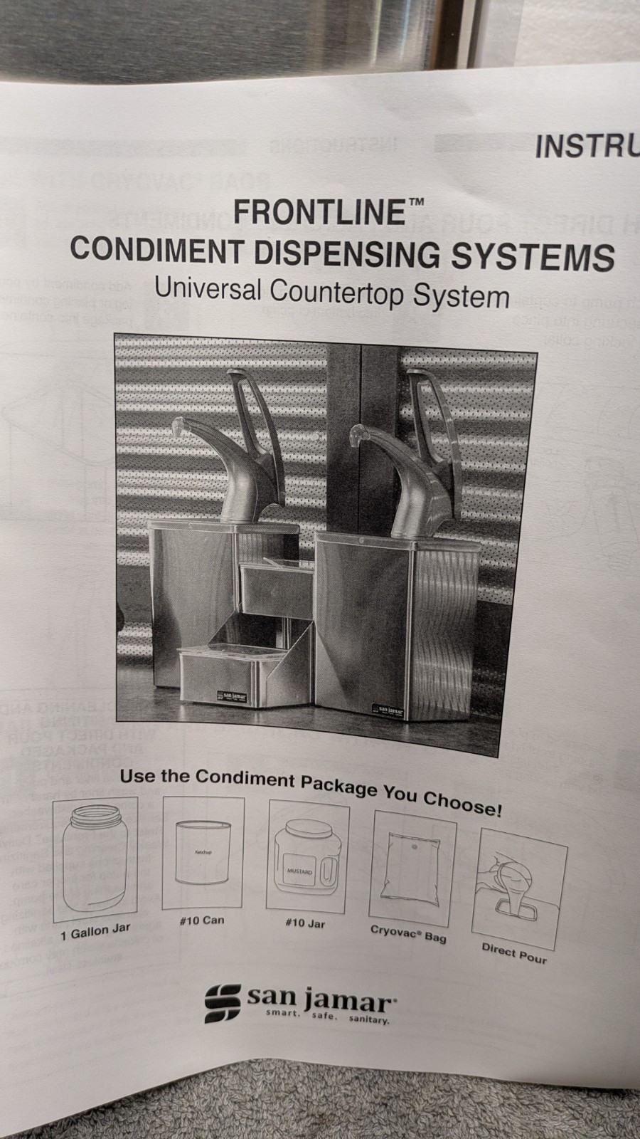 San Jamar P4900BK Universal Countertop Condiment Pump Dispenser System Black New