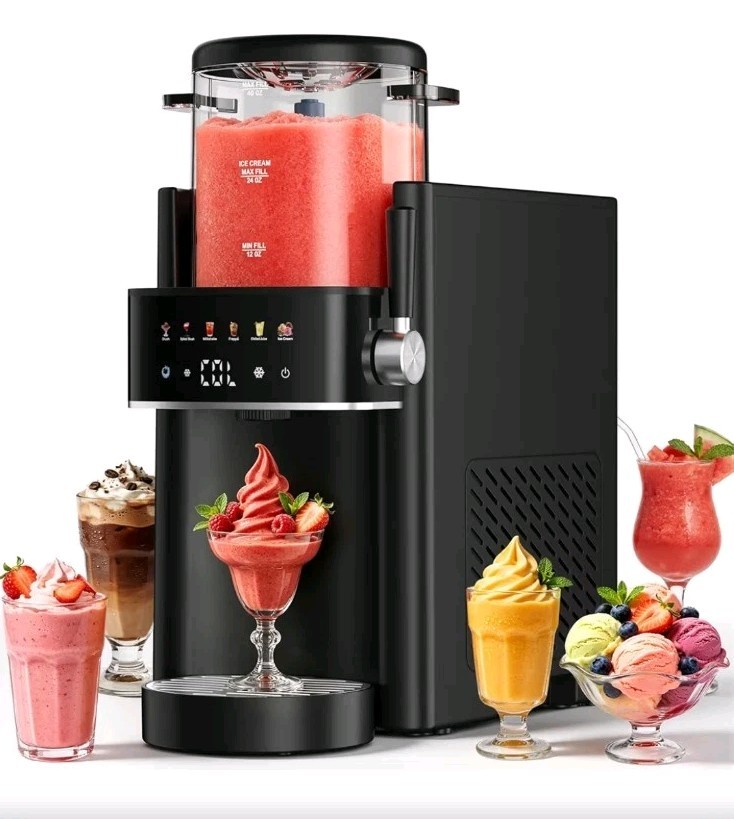 2-in-1 Countertop Slushie & Soft Serve Ice Cream Machine, Black, FREE SHIP