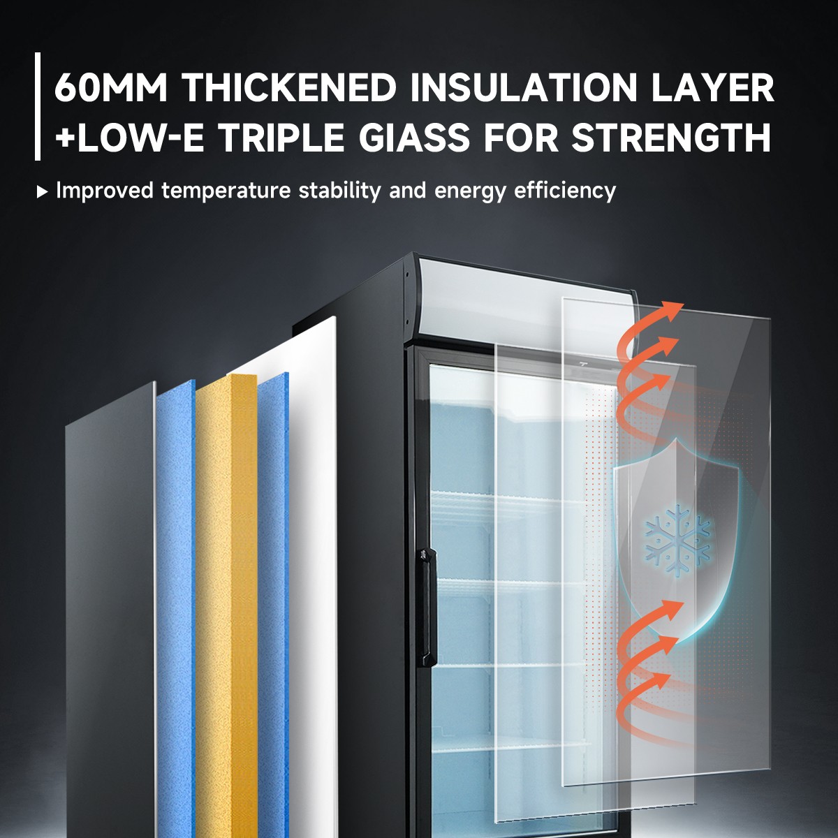 Single Door Commercial Upright Display Freezer Merchandiser Freezer Glass Doors