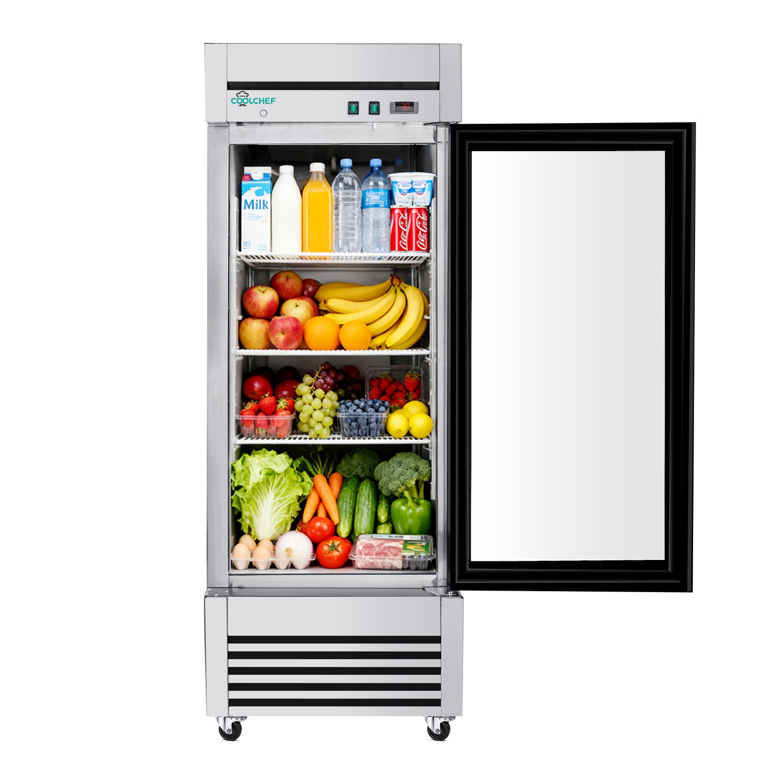 27″ Commercial Glass Door Refrigerator 23 Cu.Ft 33-40℉ Low-E Tempered Glass ETL
