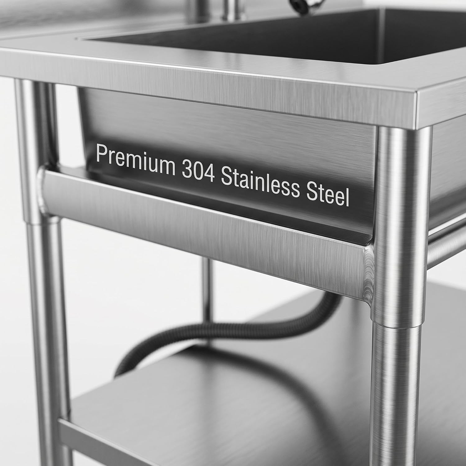 39×24 Freestanding Utility Sink Stainless Steel Single Bowl with Pull Out Faucet