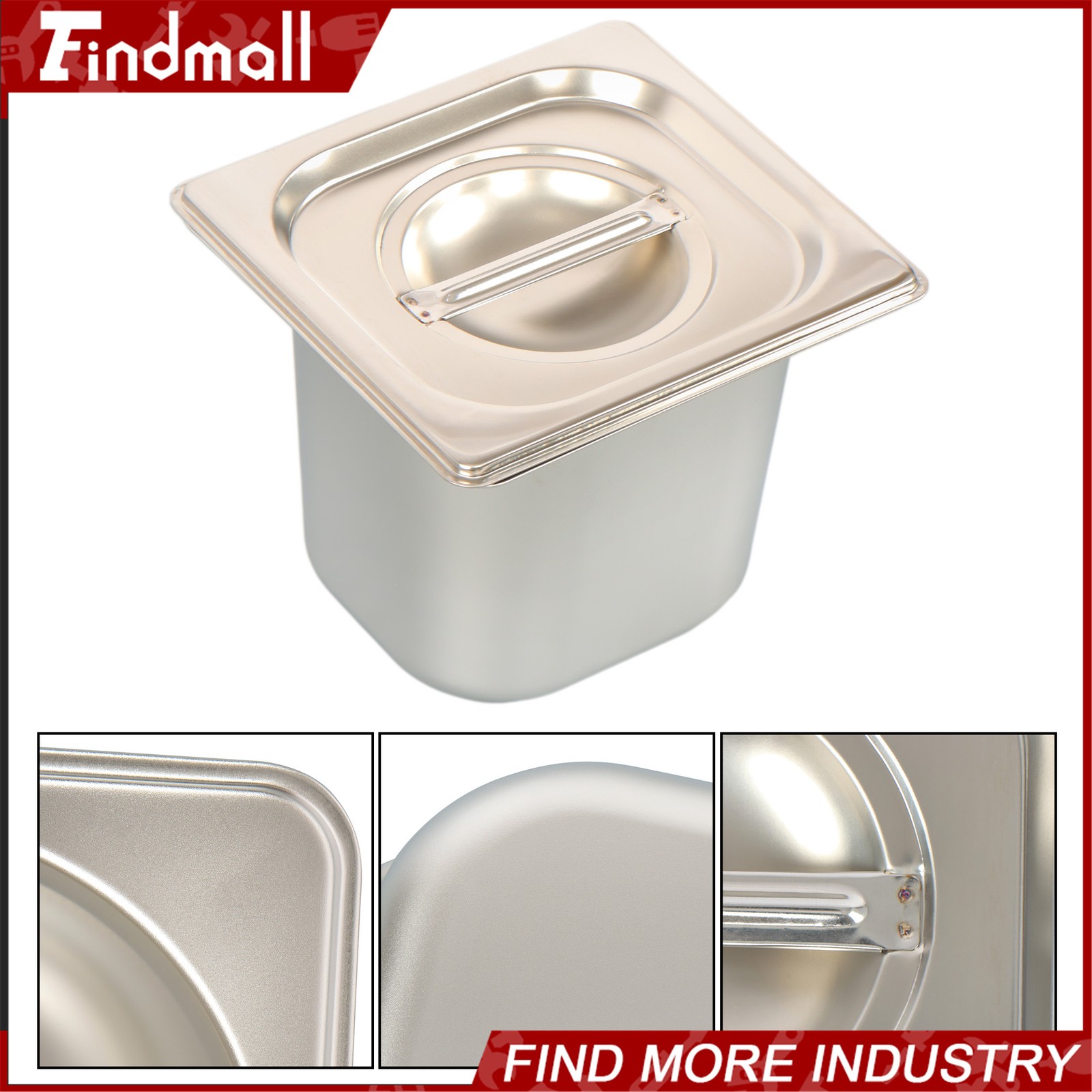 Findmall 8 Pack Set 6″ Deep 1/6 Size Steam Table Pans Hotel Prep Buffet Pan