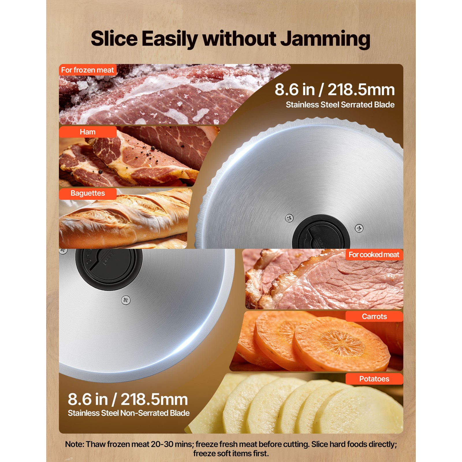 Uimoso 200W Electric Meat Slicer w/Dual 8.6″ Blades &Adjustable Thickness 0-0.6″