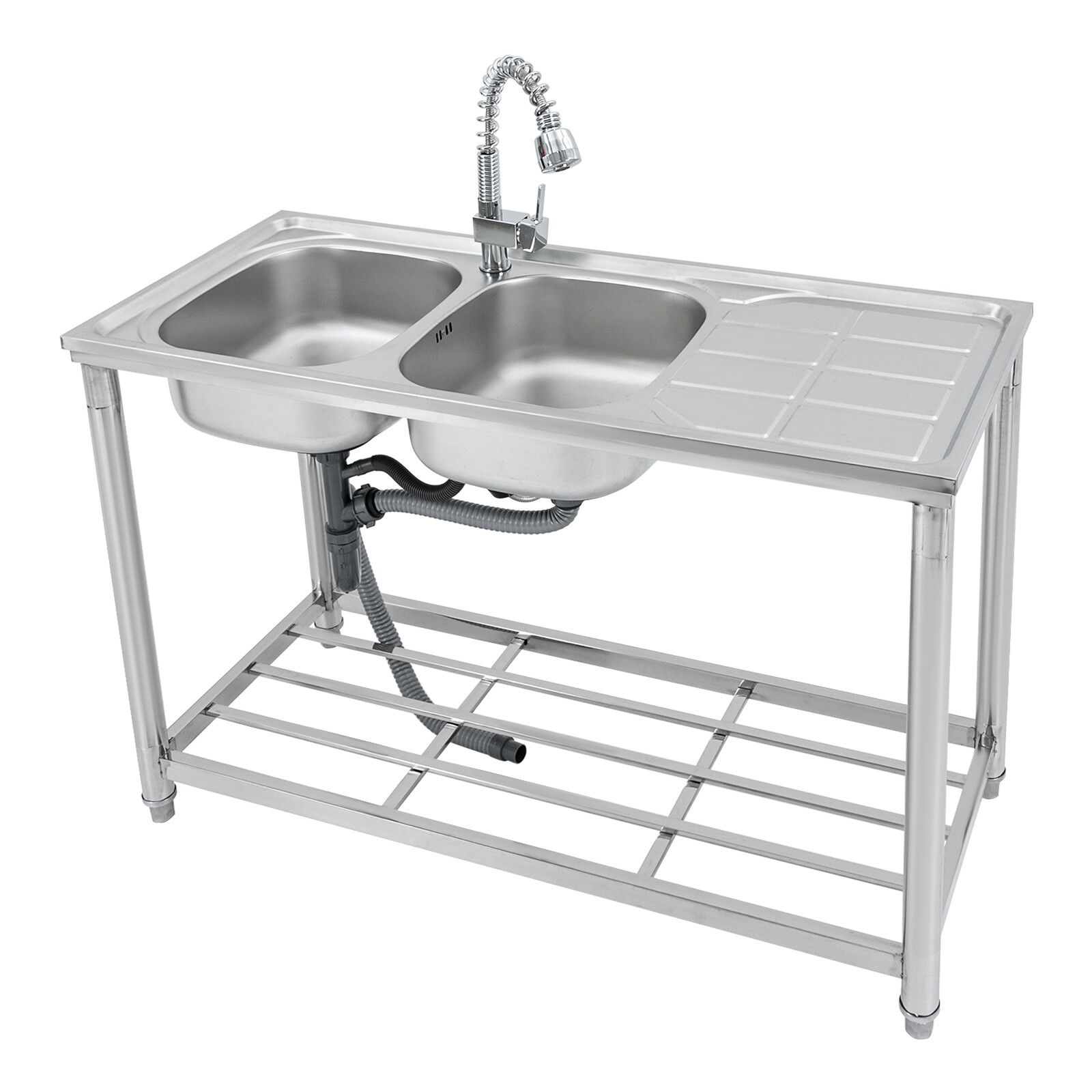 Commercial Utility Prep Sink 2Compartment Stainless Steel KitchenPrep Work Table