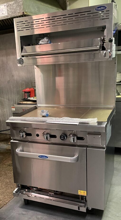 36″ RANGE STOVE, 36″ Griddle STANDARD FULL OVEN STOVE WITH SALAMANDER CASTER GAS