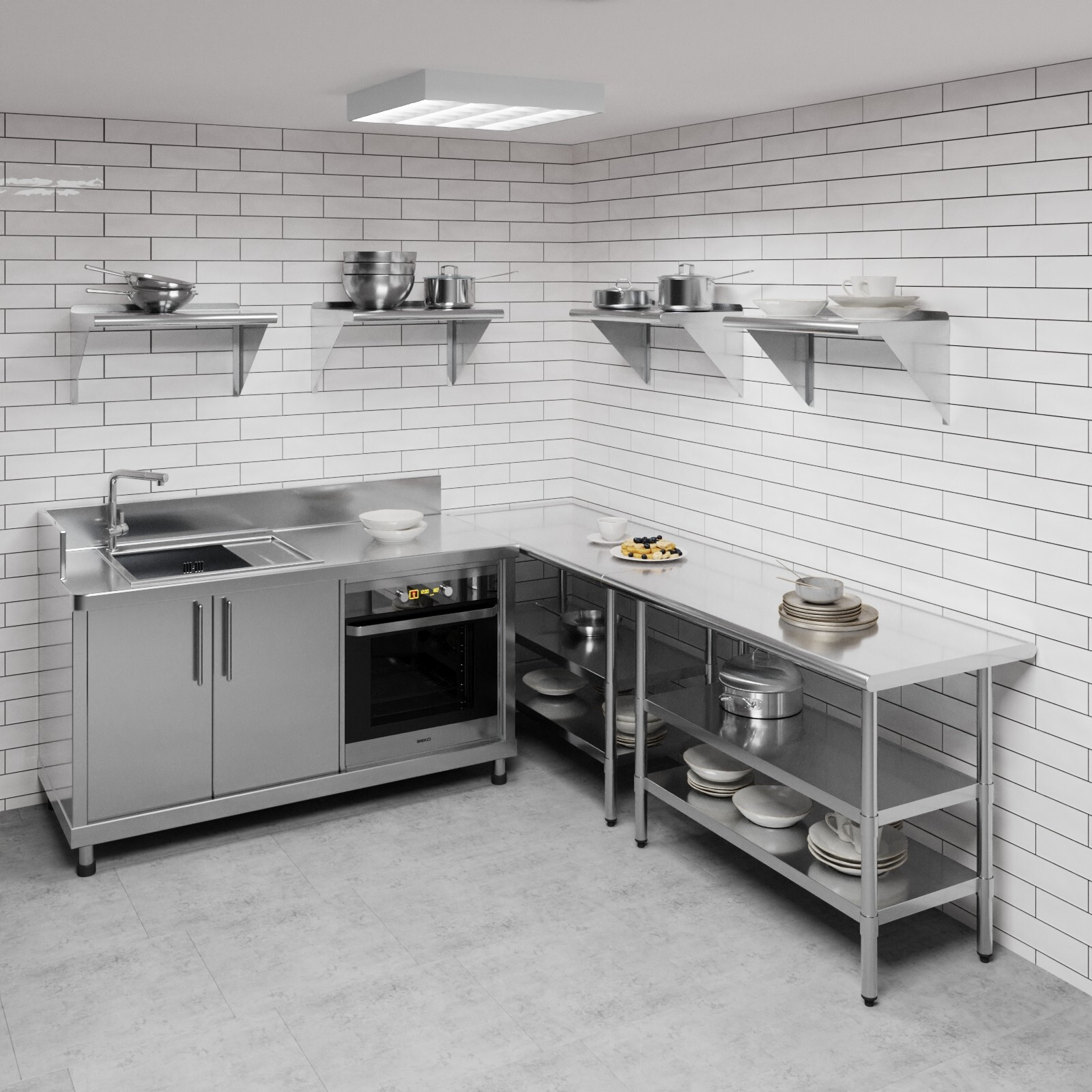 14″ x 24″ Metal Shelf | NSF Stainless Steel Wall Mount Floating Shelving
