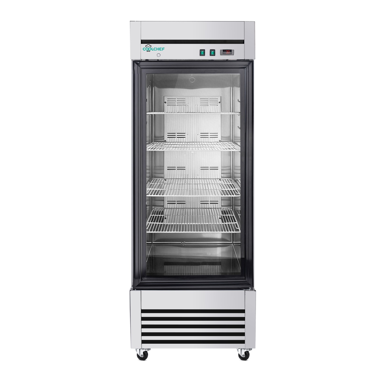 27″ Commercial Glass Door Refrigerator 23 Cu.Ft 33-40℉ Low-E Tempered Glass ETL