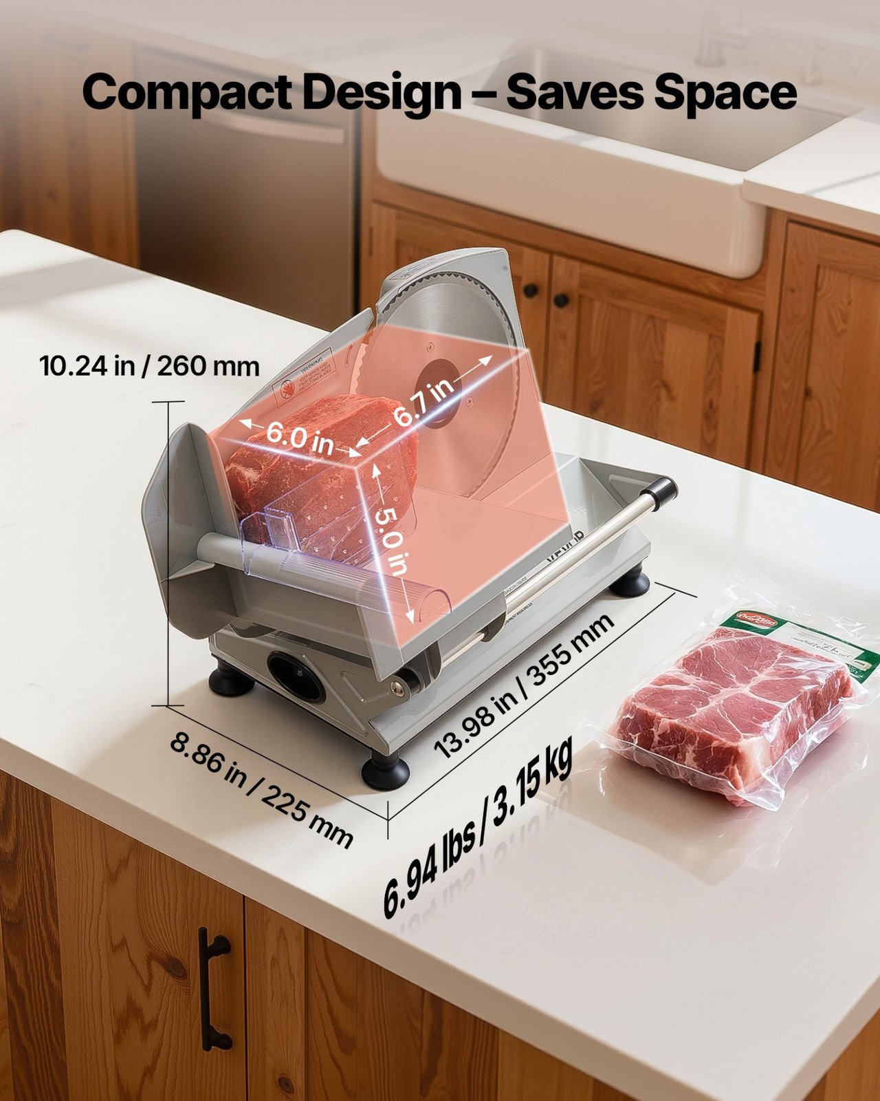 6.7″ Electric Meat Slicer 150W Deli Food Slicer Adjustable Thickness