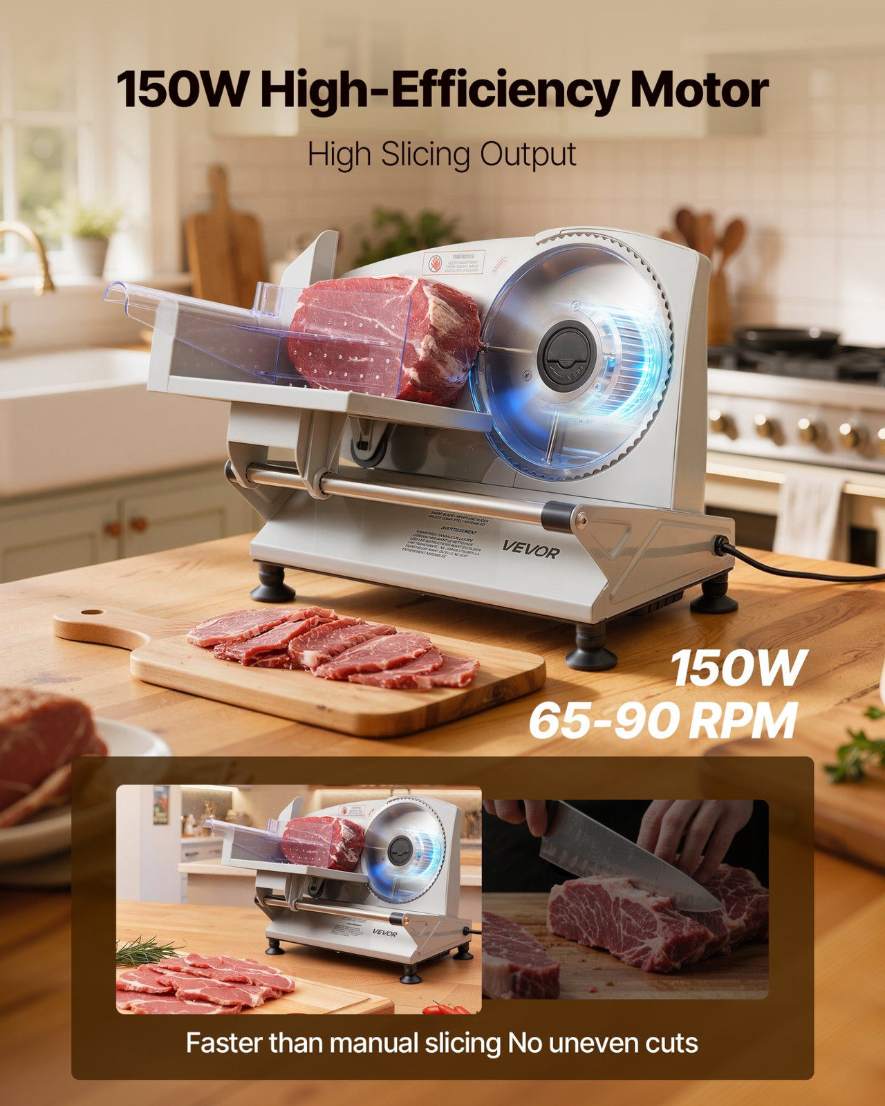 6.7″ Electric Meat Slicer 150W Deli Food Slicer Adjustable Thickness