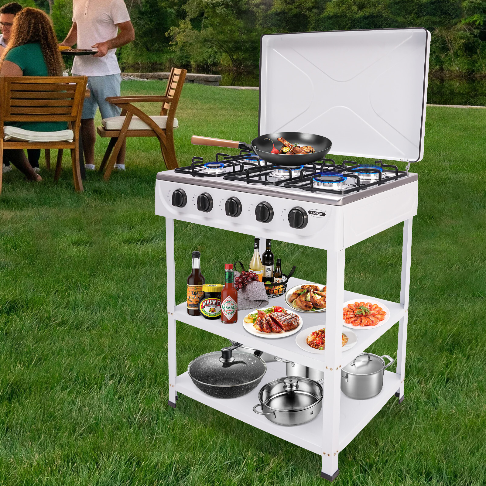5 Burners Portable Natural Gas Stove Propane Burner For Rv Outdoor Cooking
