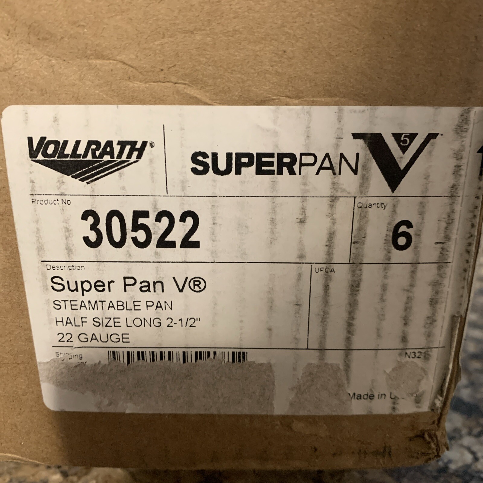 NEW Vollrath 30522 Super Pan V Steam Table half Size Long 2-1/2” 22 Gauge