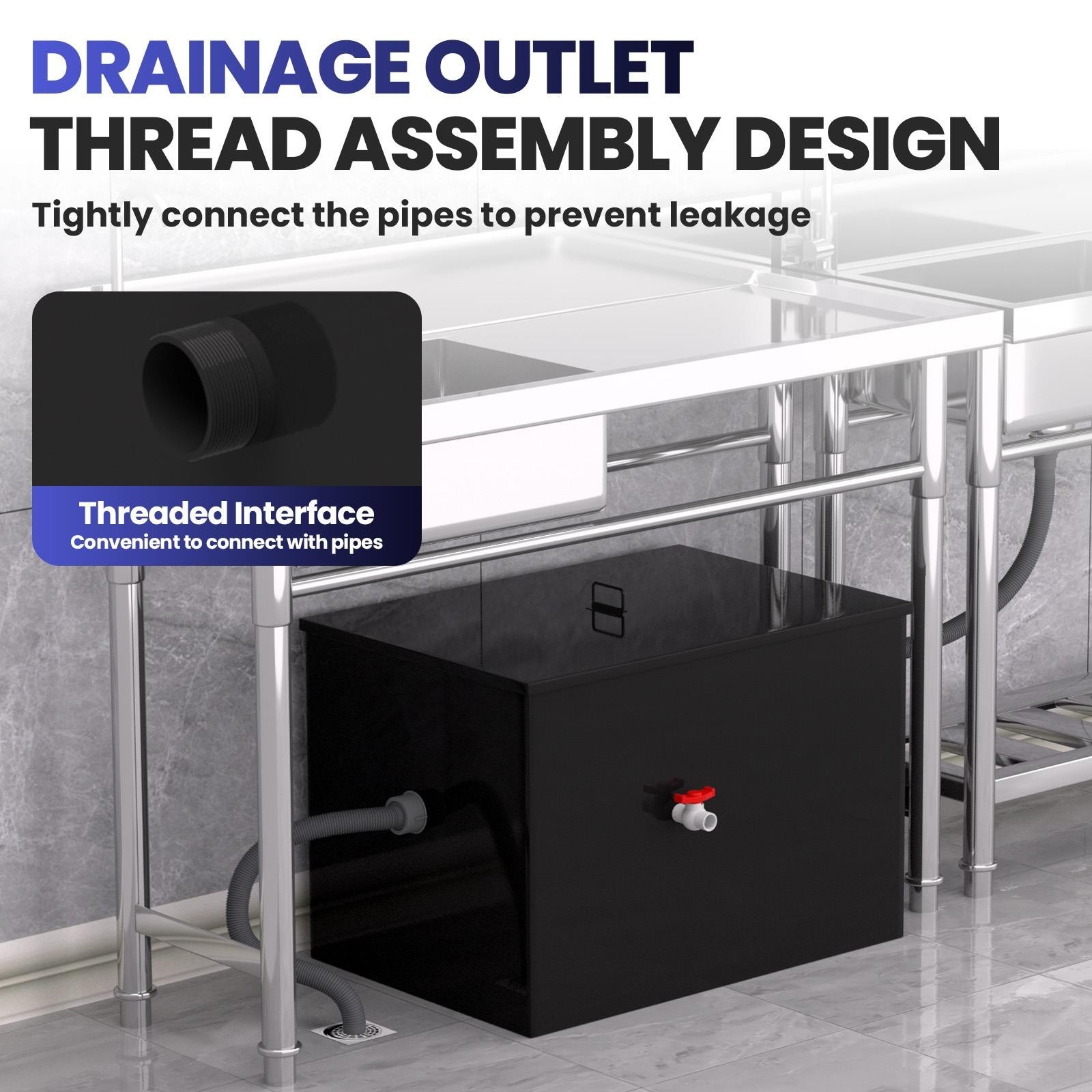 40lbs Grease Trap 15.32 GPM Water Oil-water Separator Commercial Interceptor