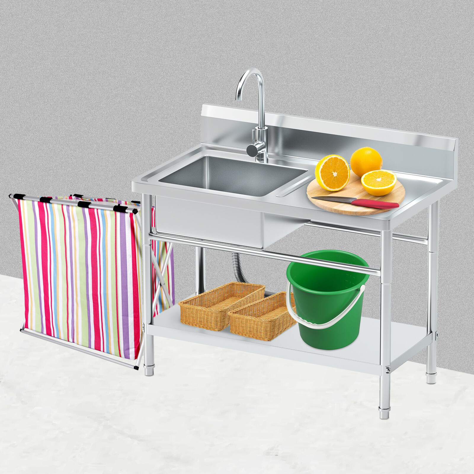 Kitchen Sink Free Standing Stainless-Steel Single Bowl Commercial Restaurant