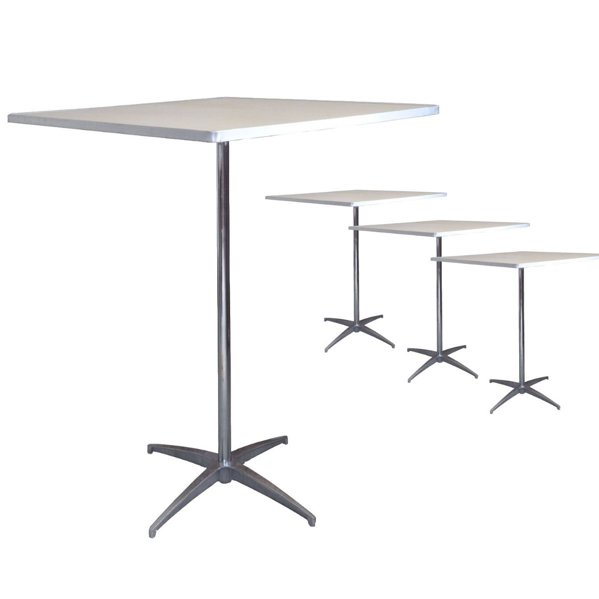 Wood Square Bistro Table 30in Adjustable Height Restaurant Cocktail Event 4 Pack