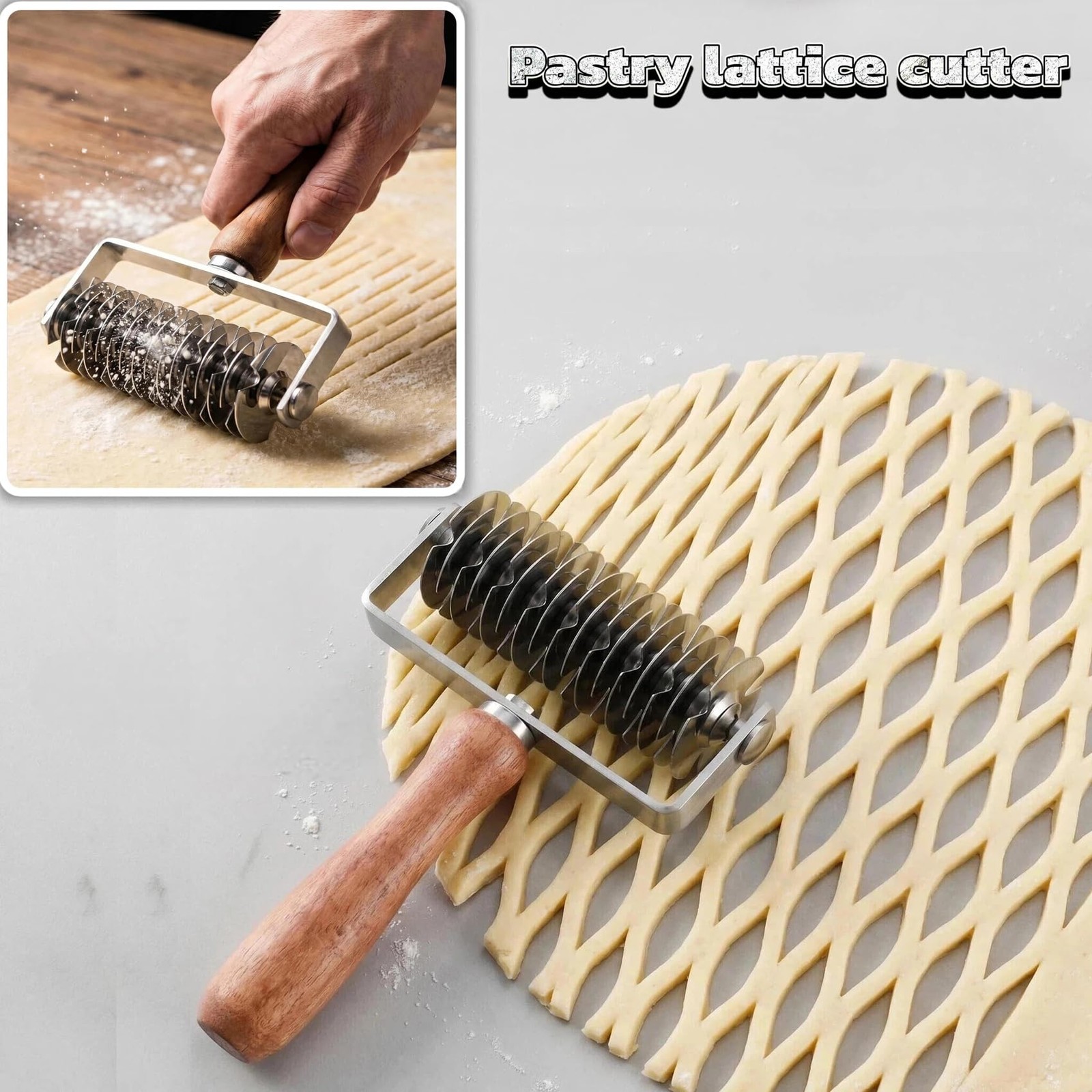 Pastry Lattice Roller Cutter – 1 Count (Pack of 1), Metal color