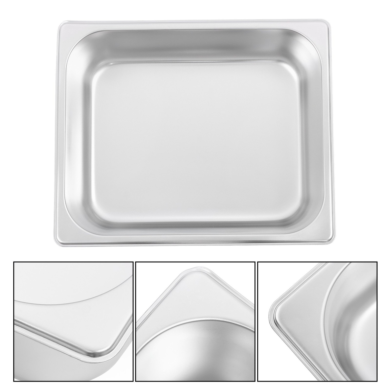 1/2 Size Steam Table Pan 4 Inch Deep, Anti-Jam Stainless Steel Food Pan