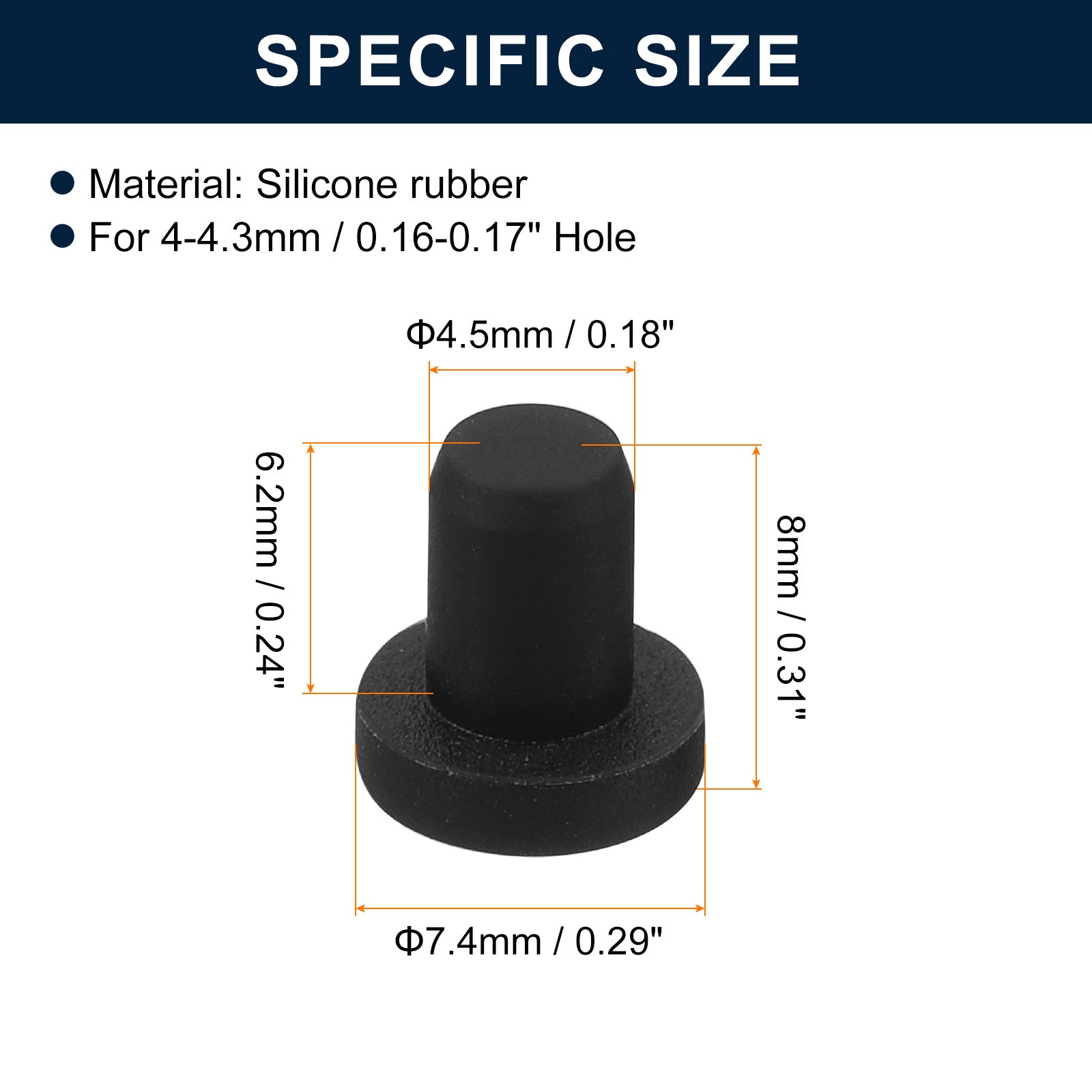 32Pcs Black Rubber Stopper 4.5mm Plug Holes for 4-4.3mm/0.16-0.17″ Hole