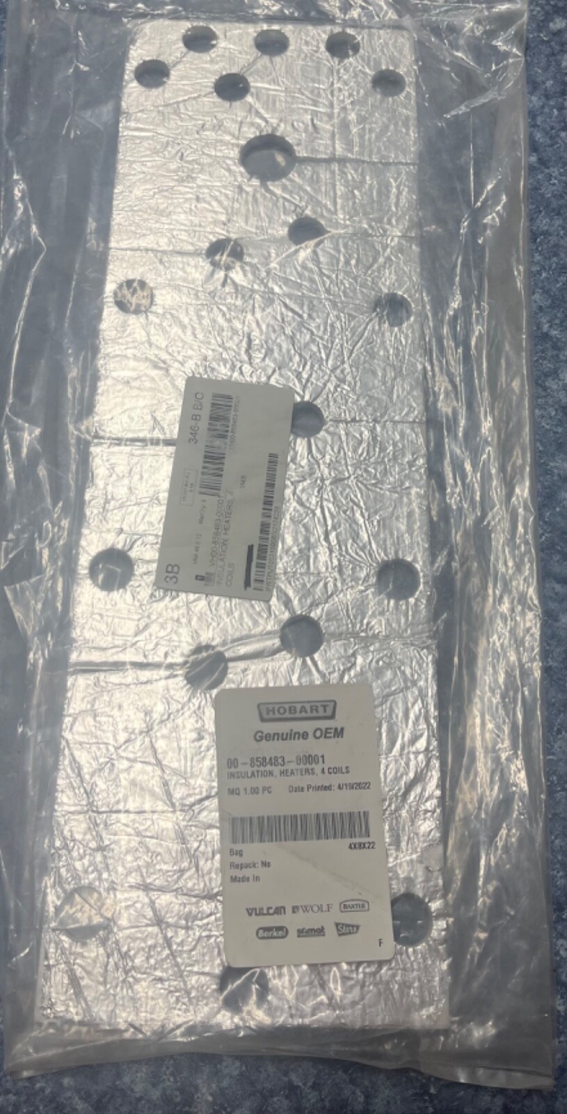 Hobart Vulcan Hart 00-858483-00001 Insulation, Heaters, 4 Coils 858483-00001