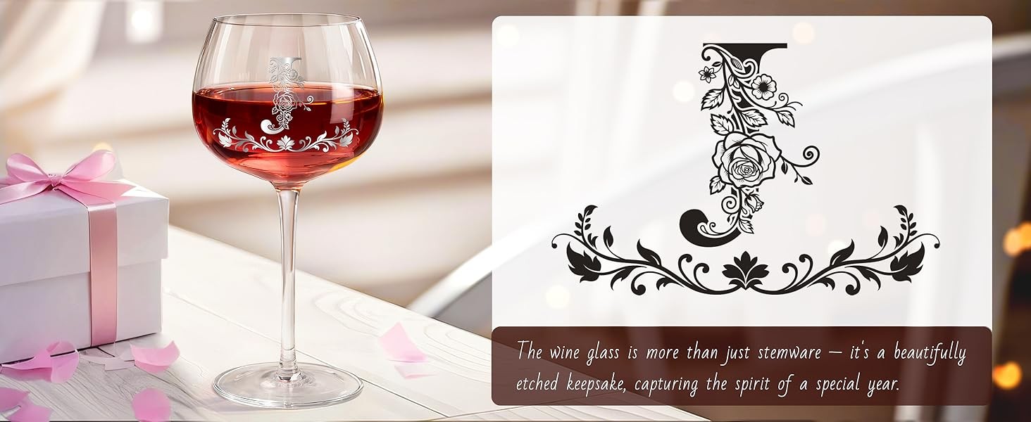 Personalized Wine Glass Gifts for Women, Custom A–Z Initial Wine Glasses,