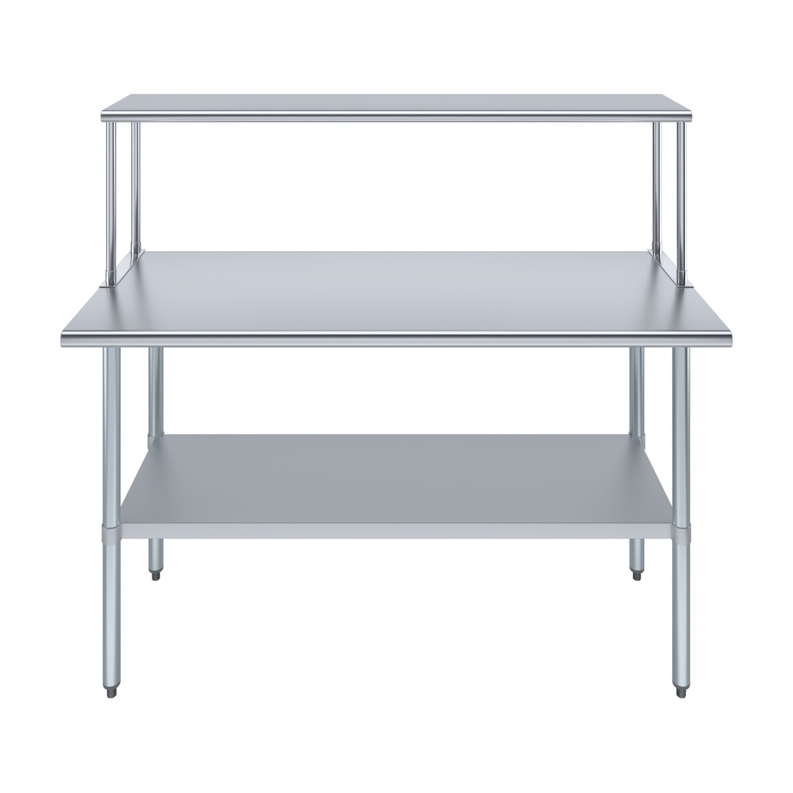 24 in. x 60 in. Stainless Steel Table with 12 in. Wide Single Tier Overshelf