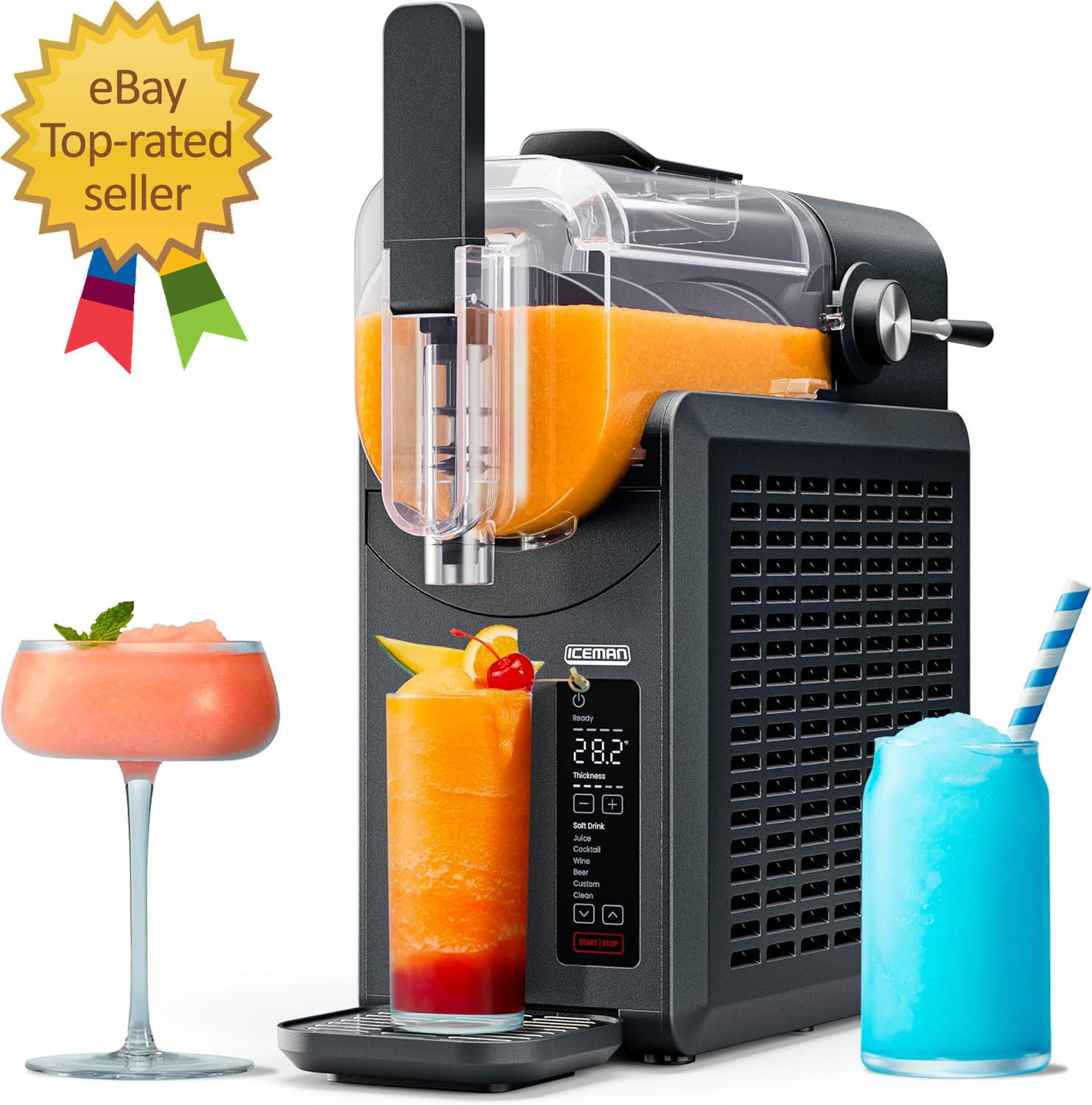 Ease 68Oz Slushie Machine 48Oz Liquid Capacity Frozen Drink Maker with5 Presets