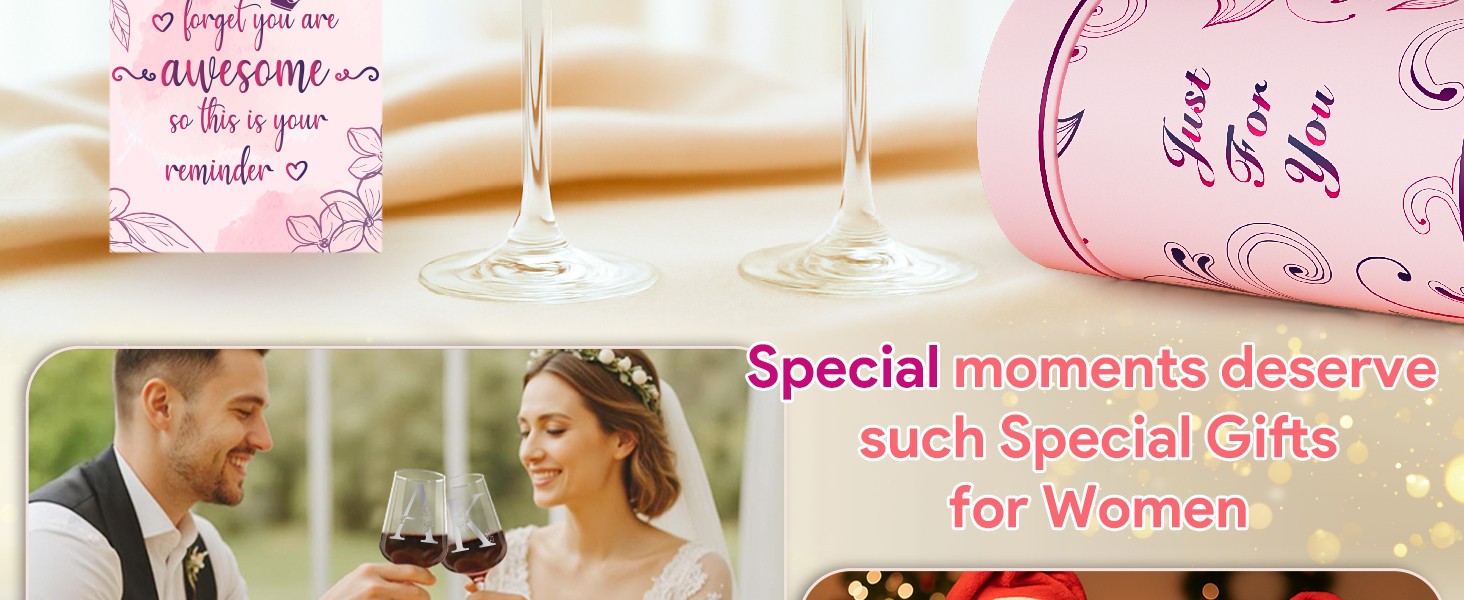 Personalized Wine Glasses with A-Z Custom Initials, Monogram Birthday Wine Gifts