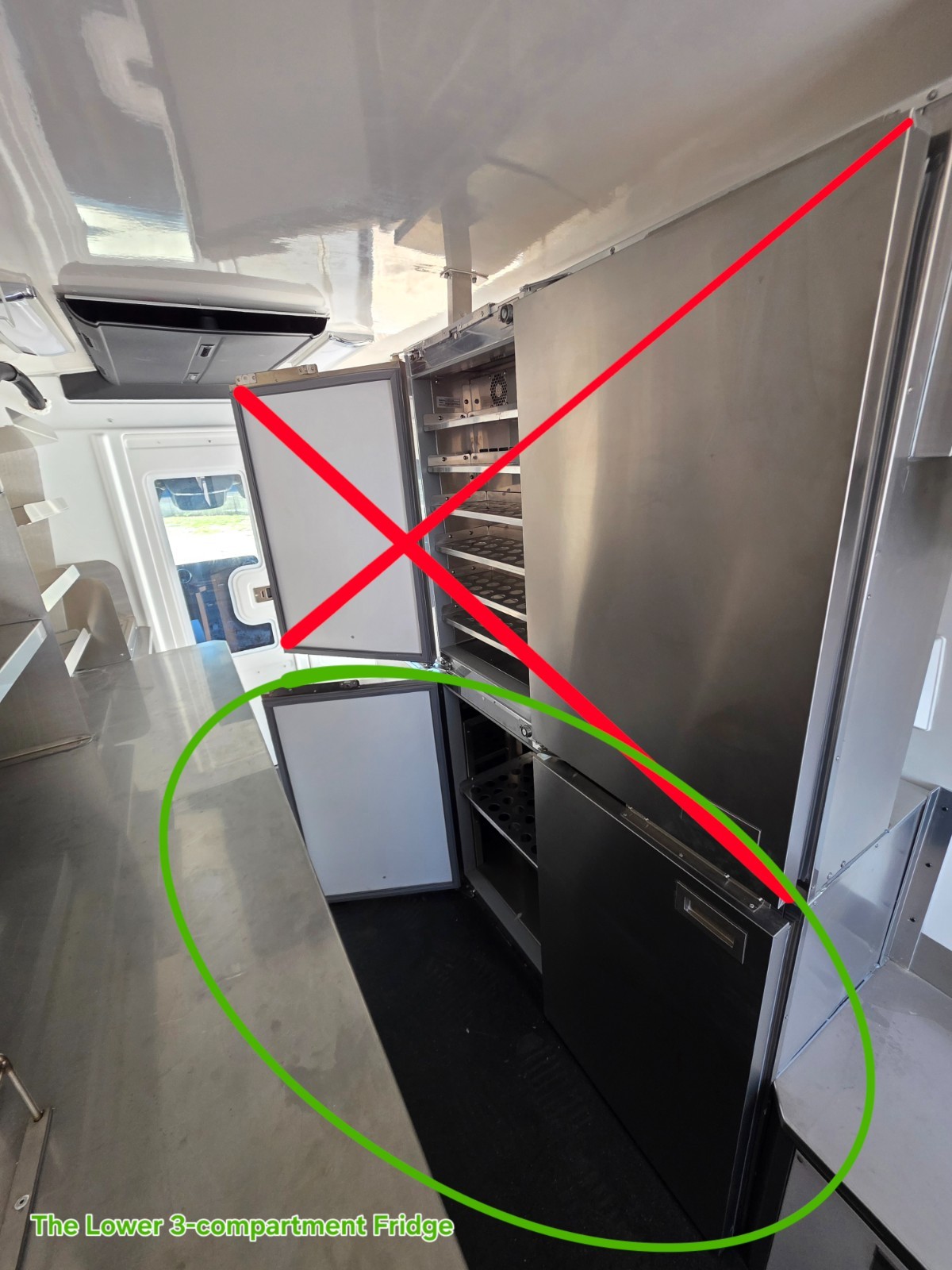 3-Compartment Refrigerator Unit – Commercial Grade Food Truck (Stainless Steel)