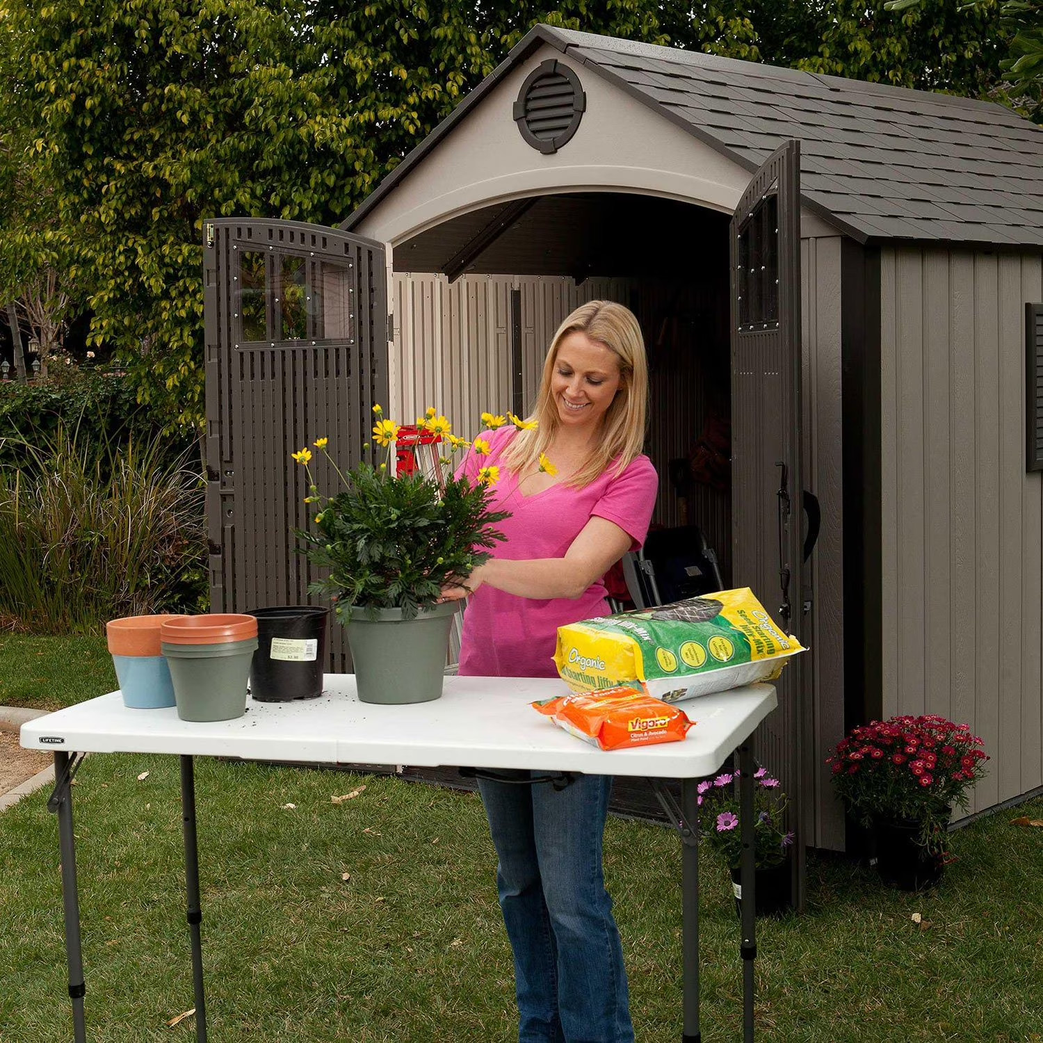 Lifetime 4′ Commercial Grade Adjustable Fold-in-Half Table