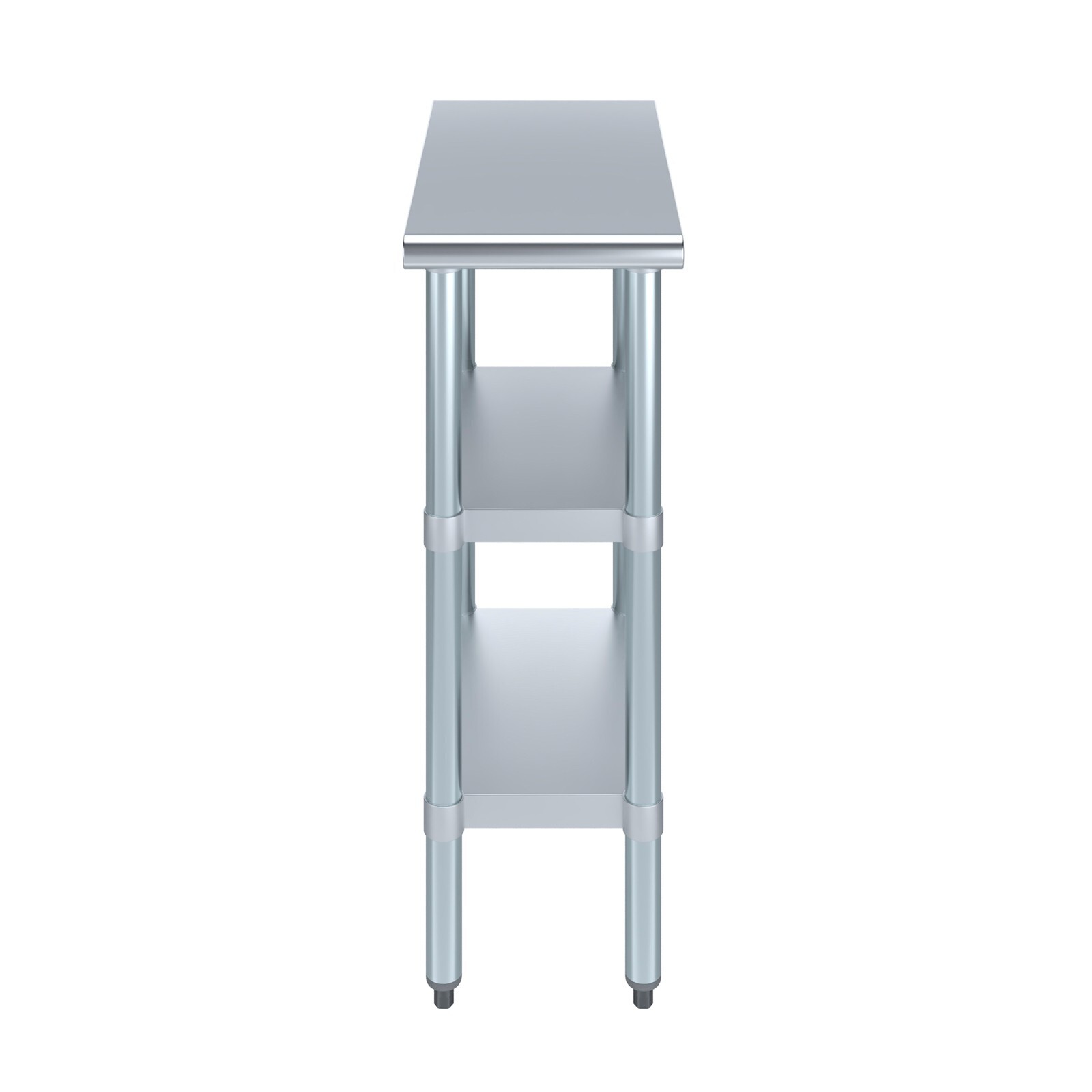 24 in. x 12 in. Stainless Steel Work Table with 2 Shelves | Metal Utility Table