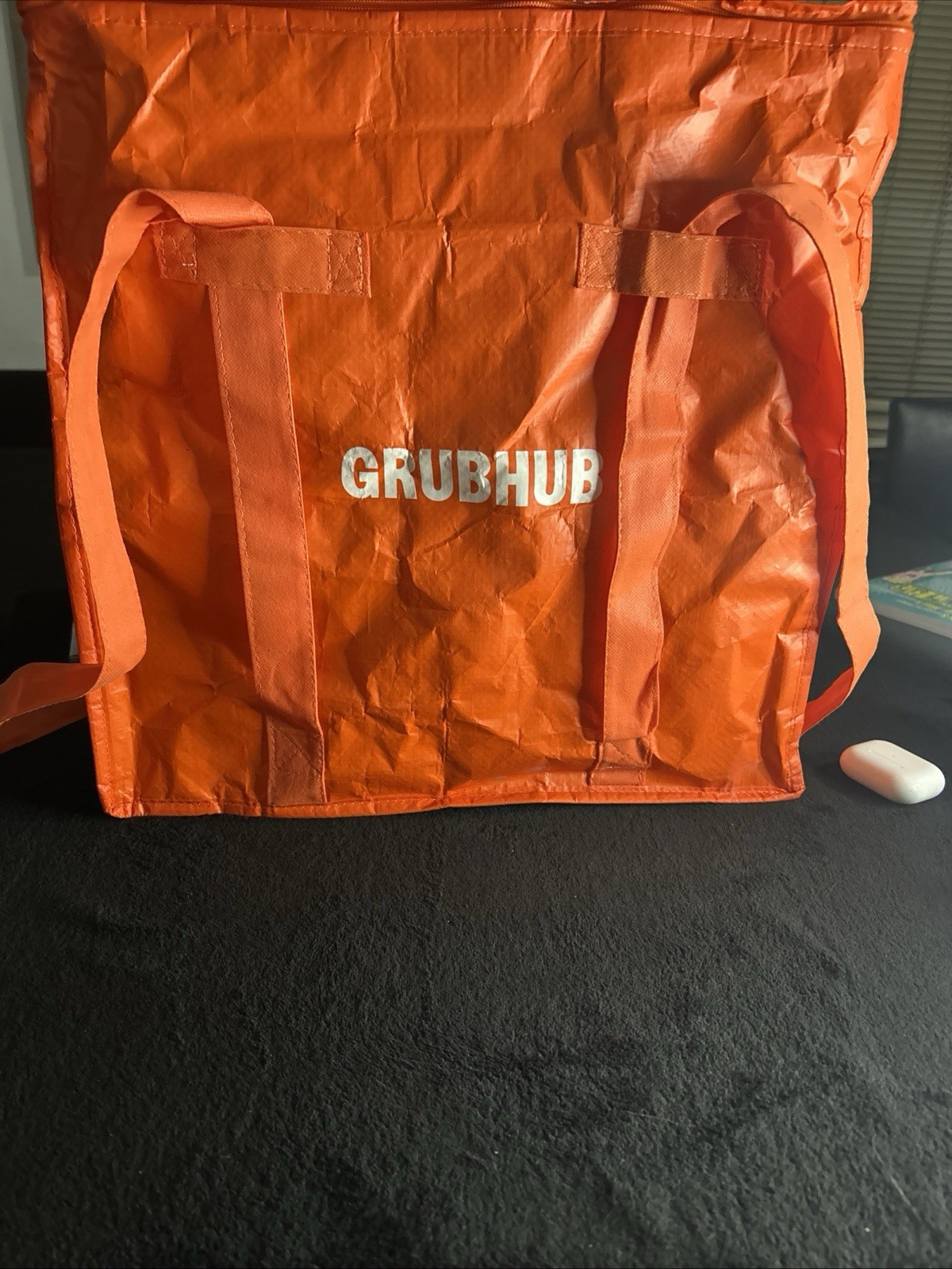 GrubHub Orange Insulated Food Delivery Bag Made with Recycled Materials