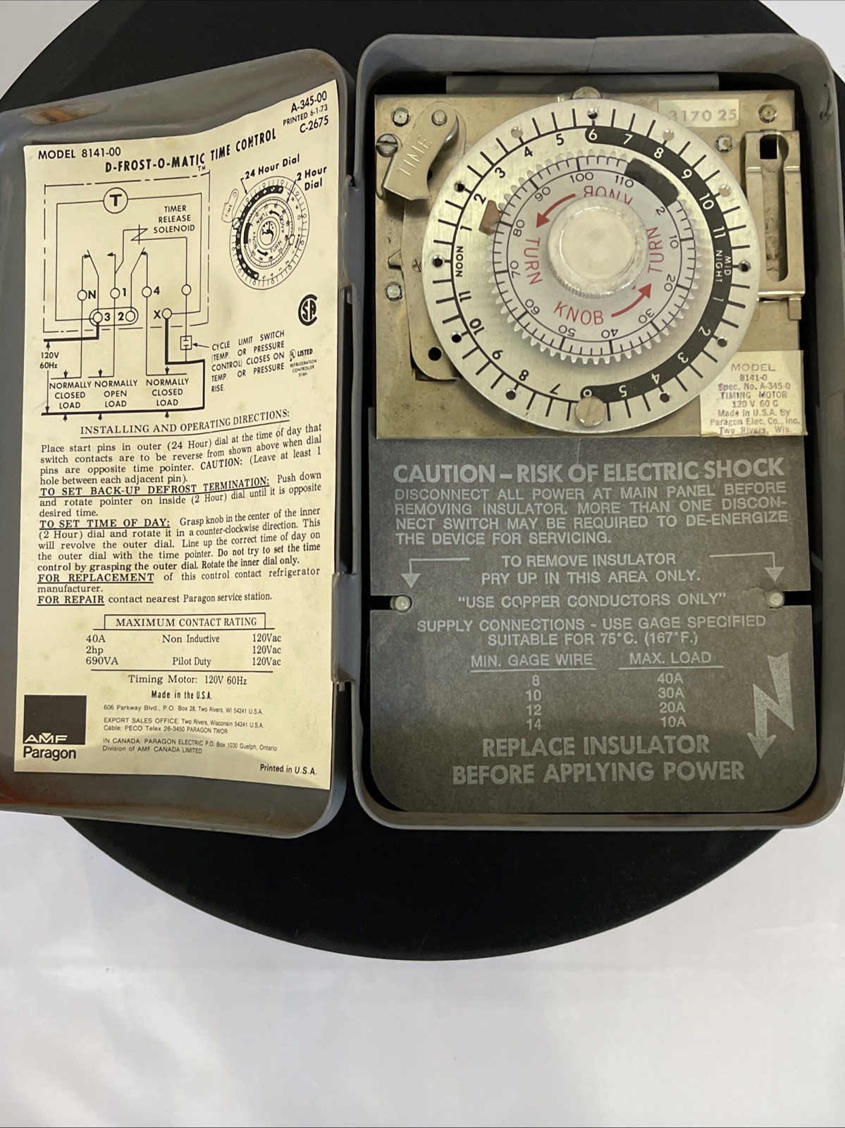 Paragon AMF 8141-00 D-Frost-O-Matic Commercial Defrost Timer 120V Refrigeration