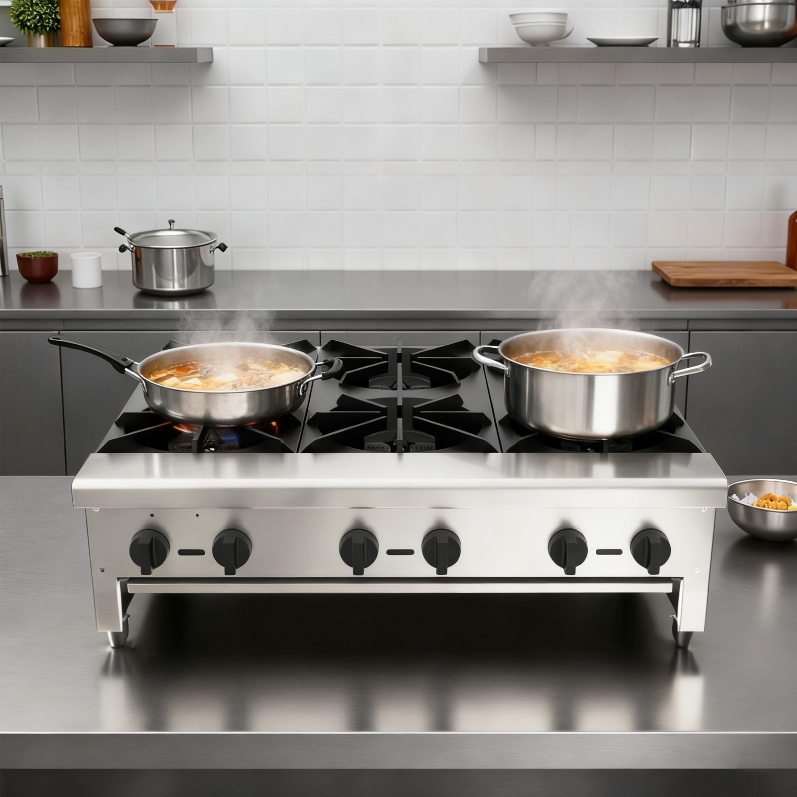 36″ Commercial Gas Stove 6-Burner Countertop Propane Cooking Hot Plate 168000BTU