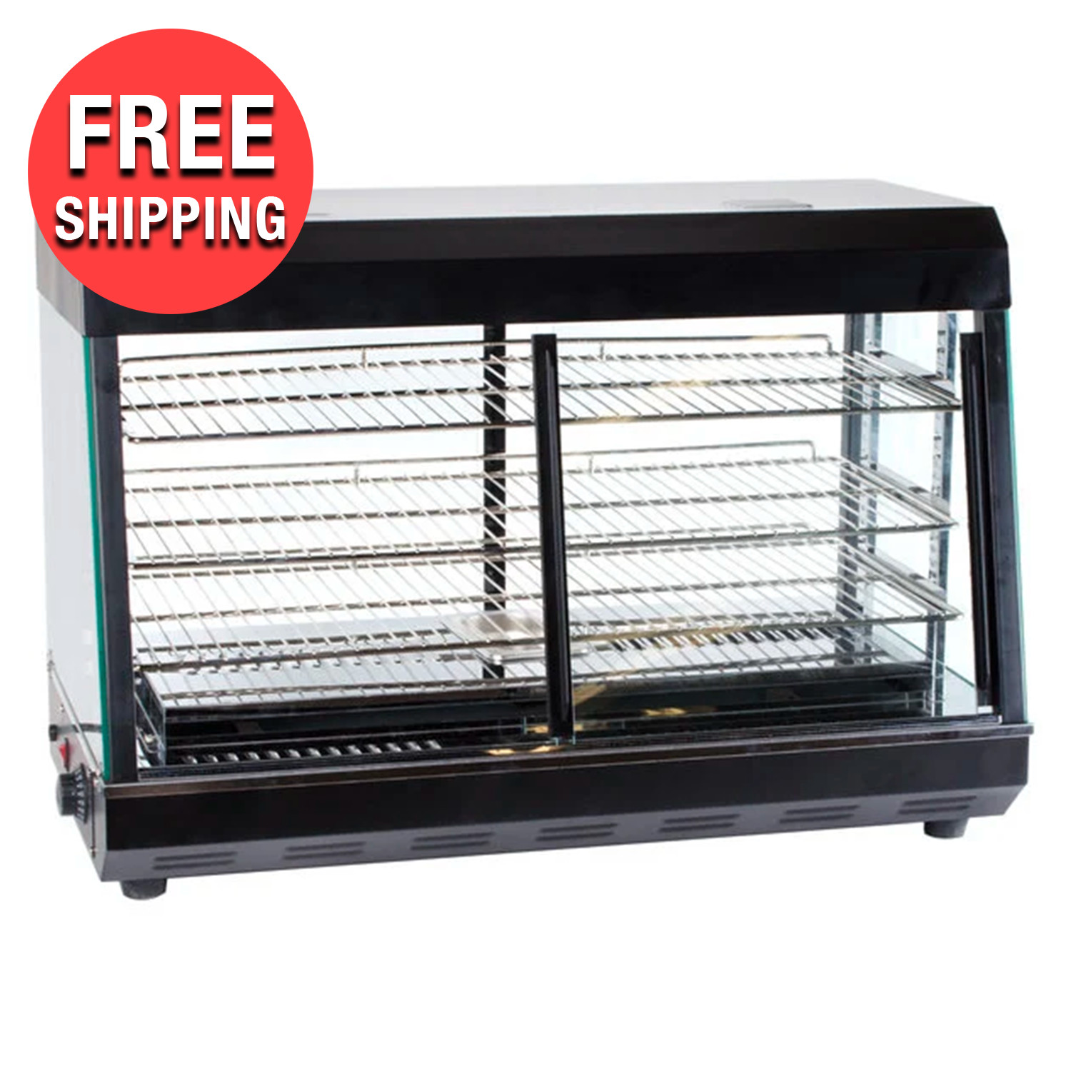 Commercial 26″ Self Full Service 3 Shelf Countertop Heated Display Case w/ Doors