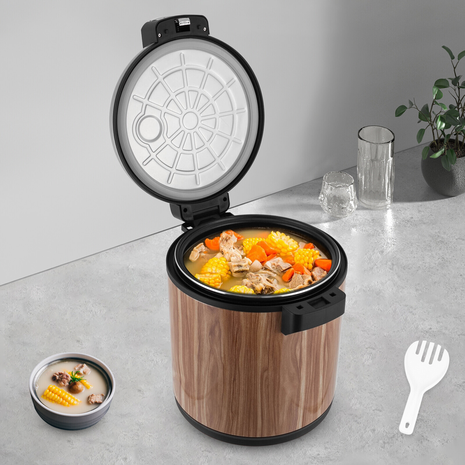 Electric Rice Warmer Stainless Steel Cylindrical Shape Commercial Rice Warmers