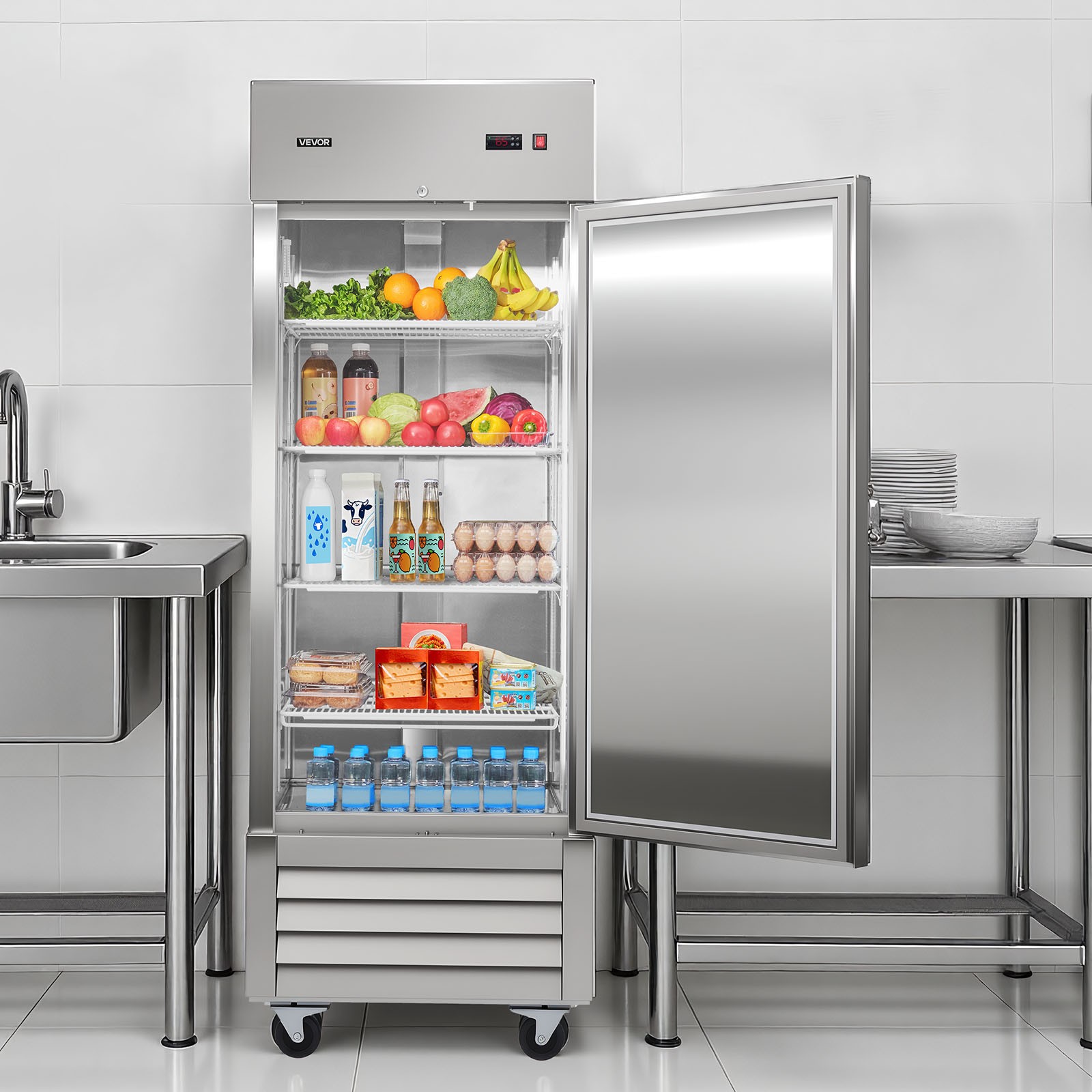 VEVOR 29-85″ Commercial Refrigerator Reach in Refrigerator Freezer w/1/2/3 Door