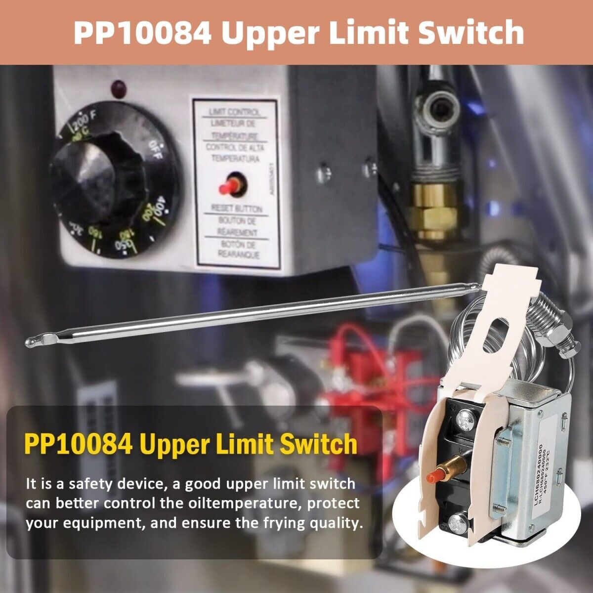 PP10084 High Limit Switch for Pitco Fryers LCH Hi Limit Safety Thermostat 450°F