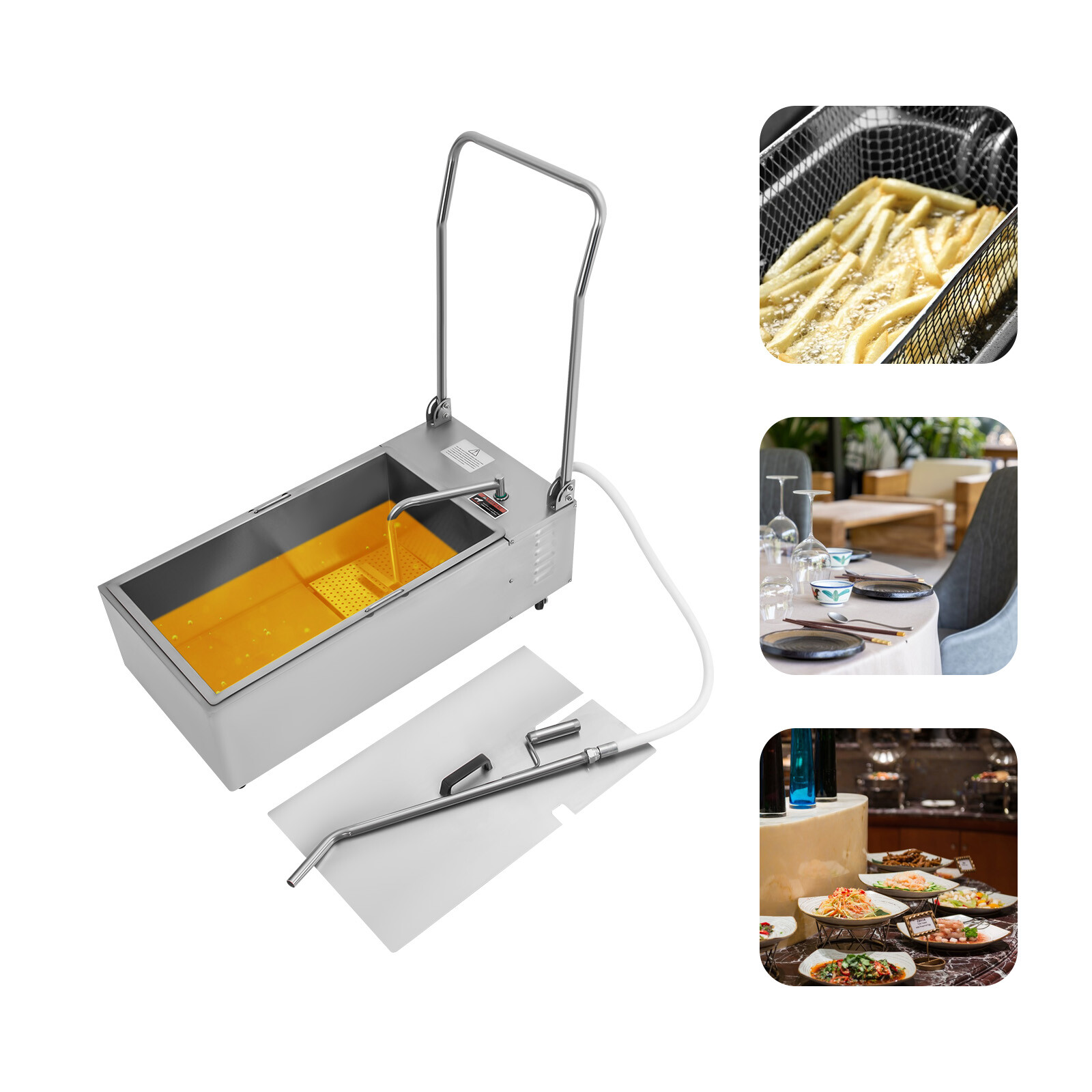 Fryer Oil Filter Cart Machine 55L Commercial Kitchen Oil Filtration System 370W