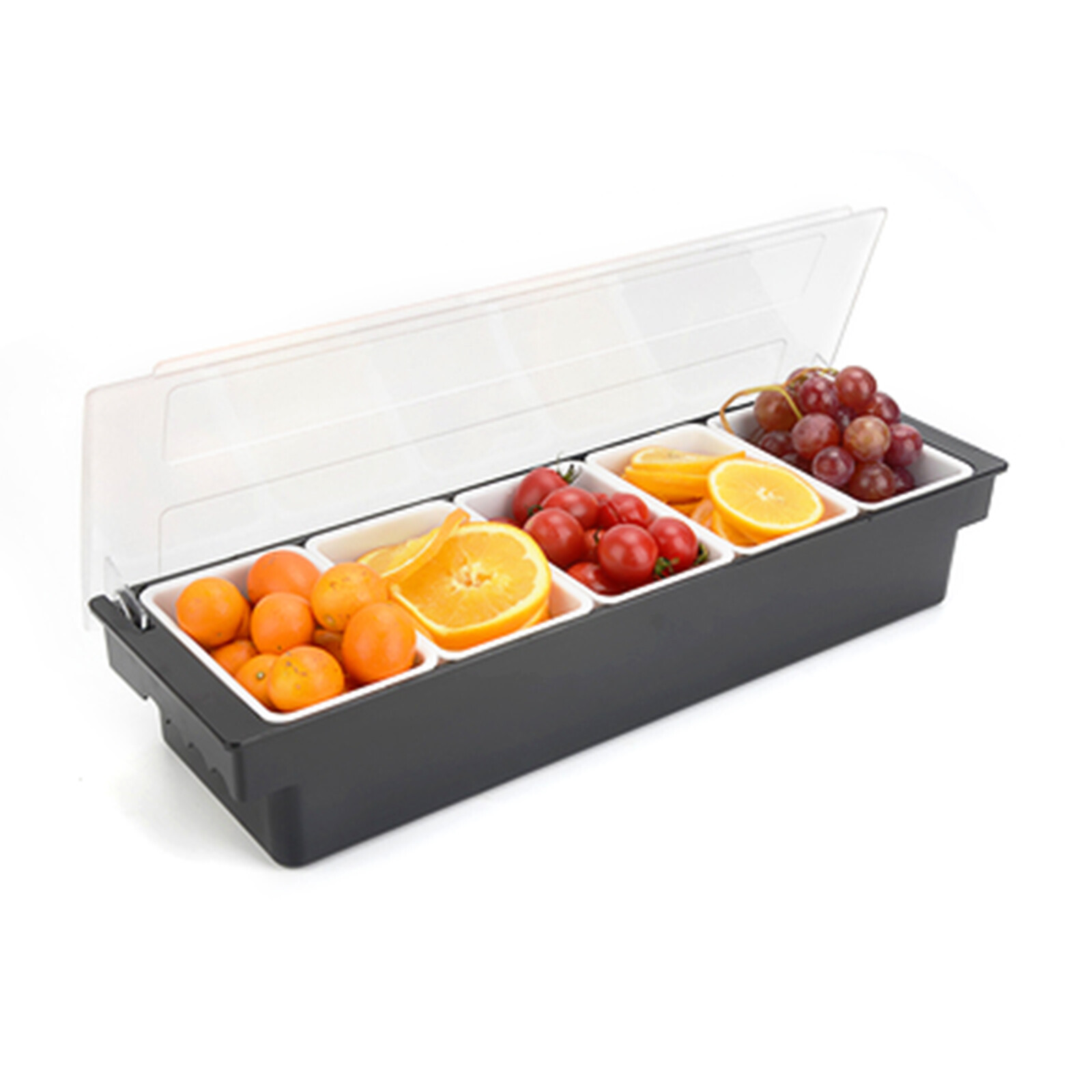3/4/5 Compartments Condiment Dispenser Chilled Server Caddy Food Tray Salad Bar