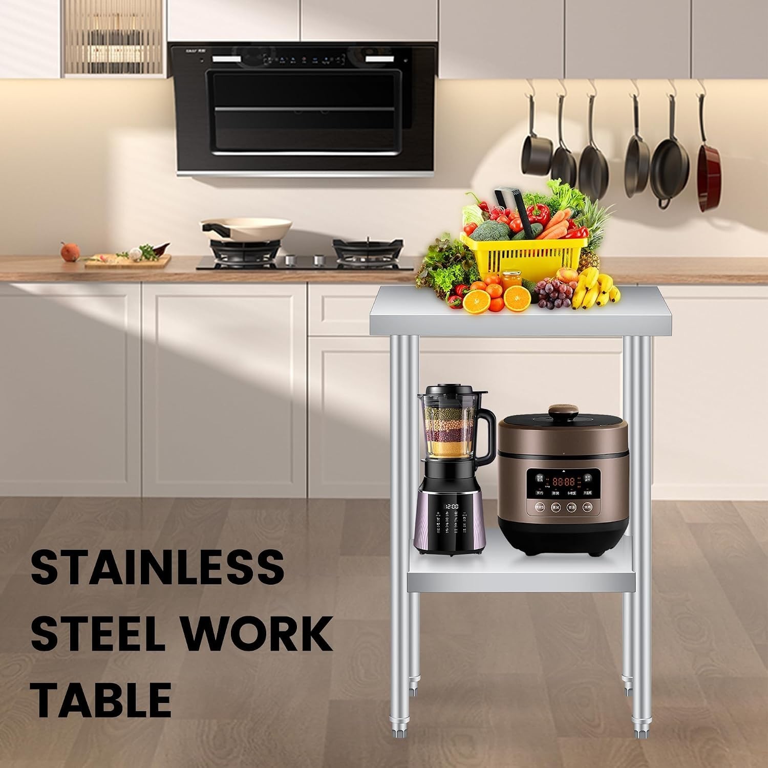 Heavy Duty Stainless Steel Prep Table 24×12 with Adjustable Shelf for Commerc…
