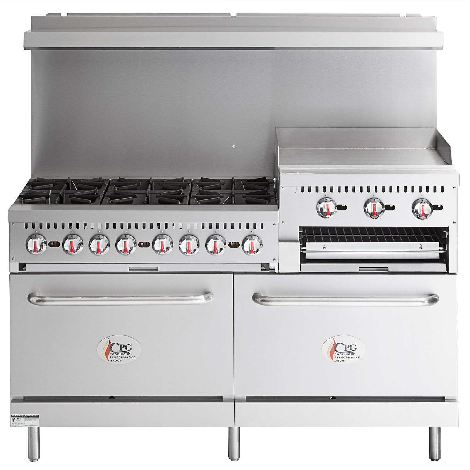 Natural Gas 6 Burner 60″ Range with 24″ Griddle/Broiler and 2 Standard Ovens – 2