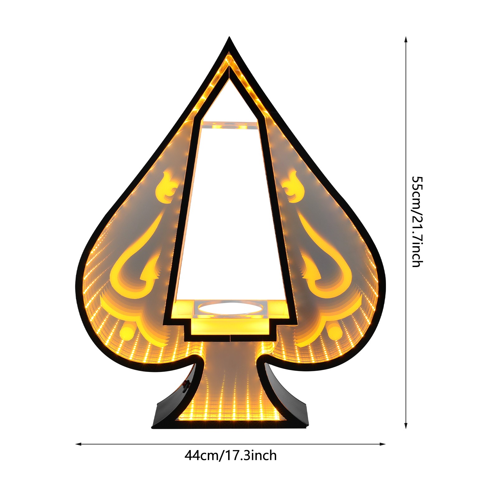 44*11*55cm Yellow Acrylic LED Lighting Wine Bottle Display Rack, Ace of Spades