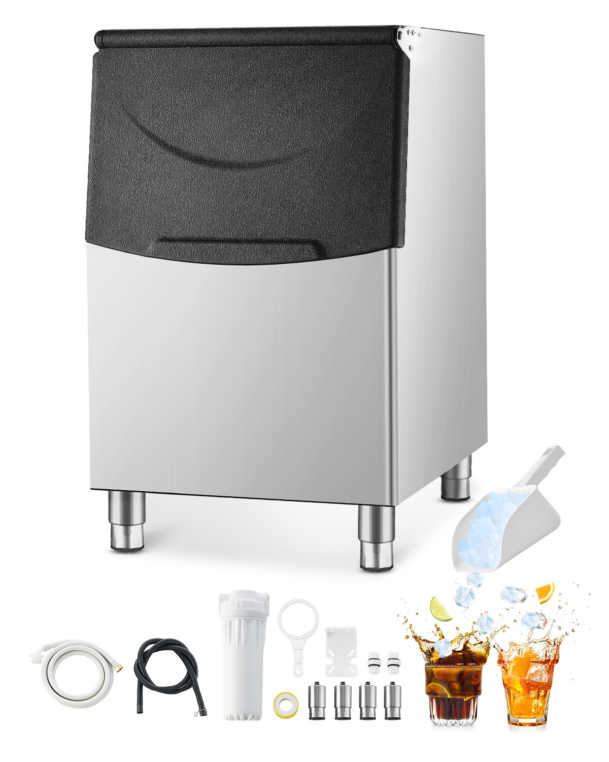 Commercial Ice Maker Storage Bin 250lbs Capacity Stainless Steel Ice Storage Bin