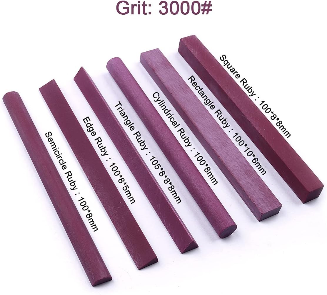 ALEE Polishing Stone, 6pcs Grit 3000# Ruby Whetstone Polishing Stone