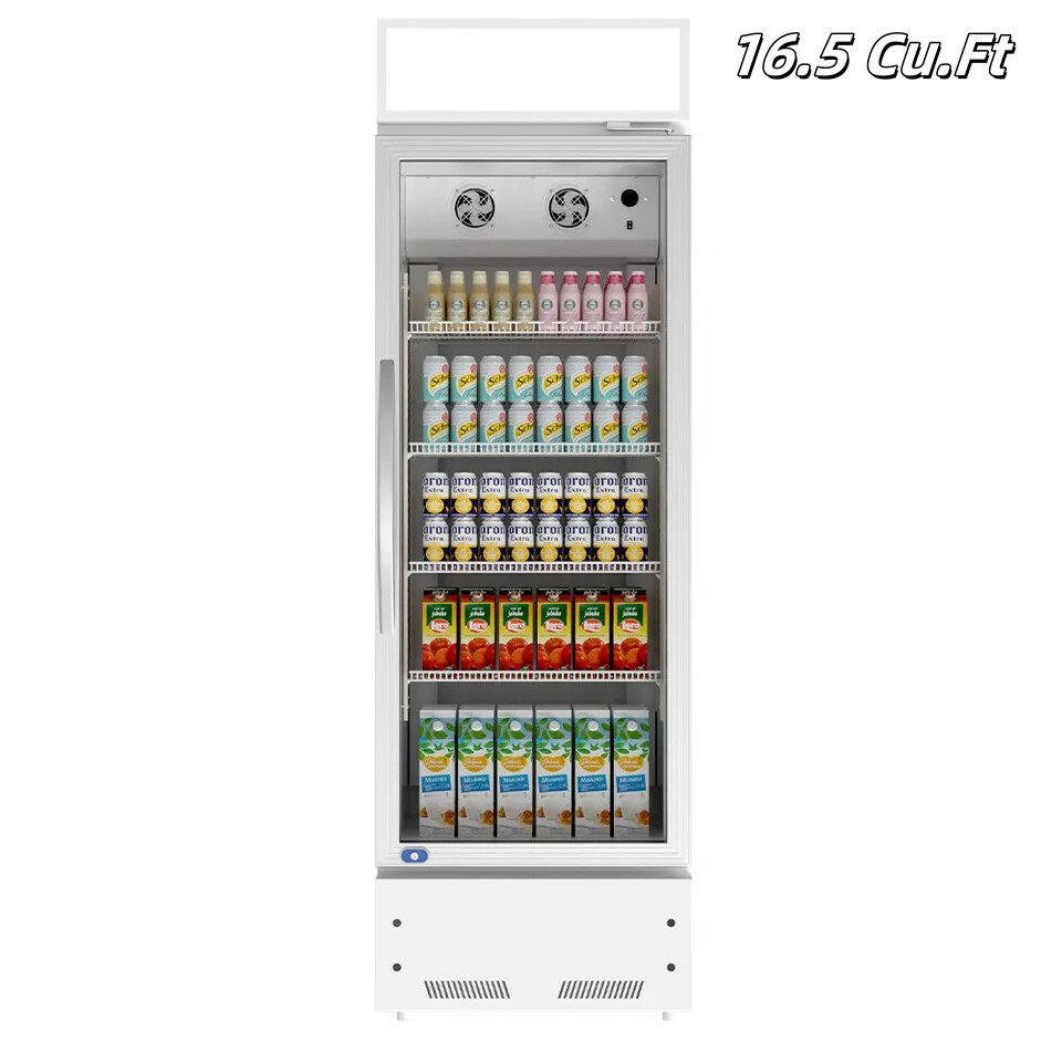 Commercial Merchandiser Refrigerator 16.5 CU.FT Glass Door Beverage Fridge ETL