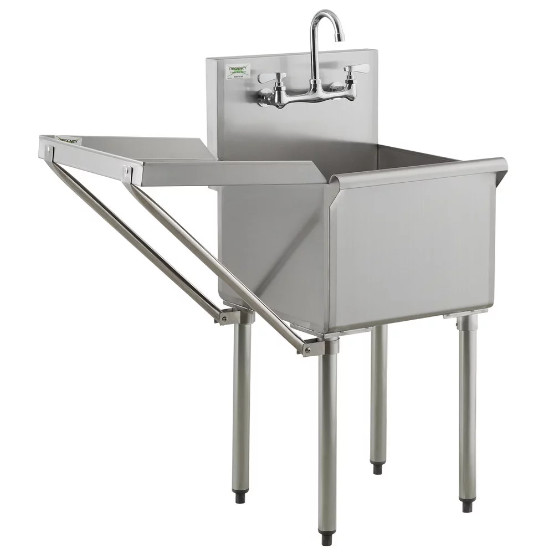 18″ x 18″ w/ FAUCET Drainboard Stainless Steel Commercial Utility Sink Mop Prep