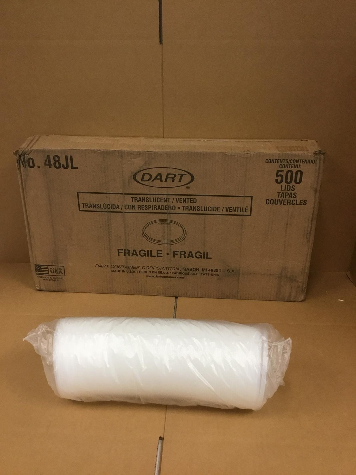 NEW Dart 48JL Flat Vented Lids For Foam Containers, 24-34oz, Case Of 500 CT