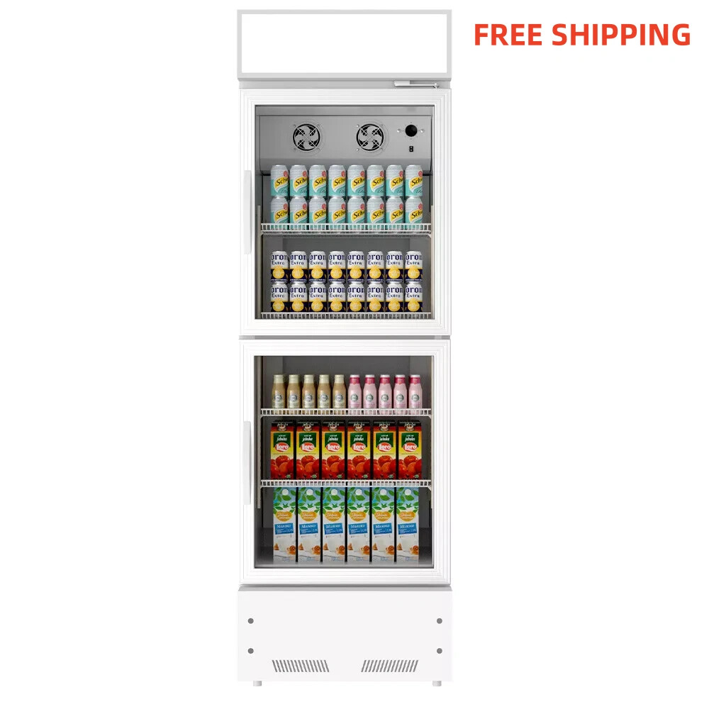 10.9 CU.FT 2 Glass Doors Commercial Display Beverage refrigerator Cooler Bars