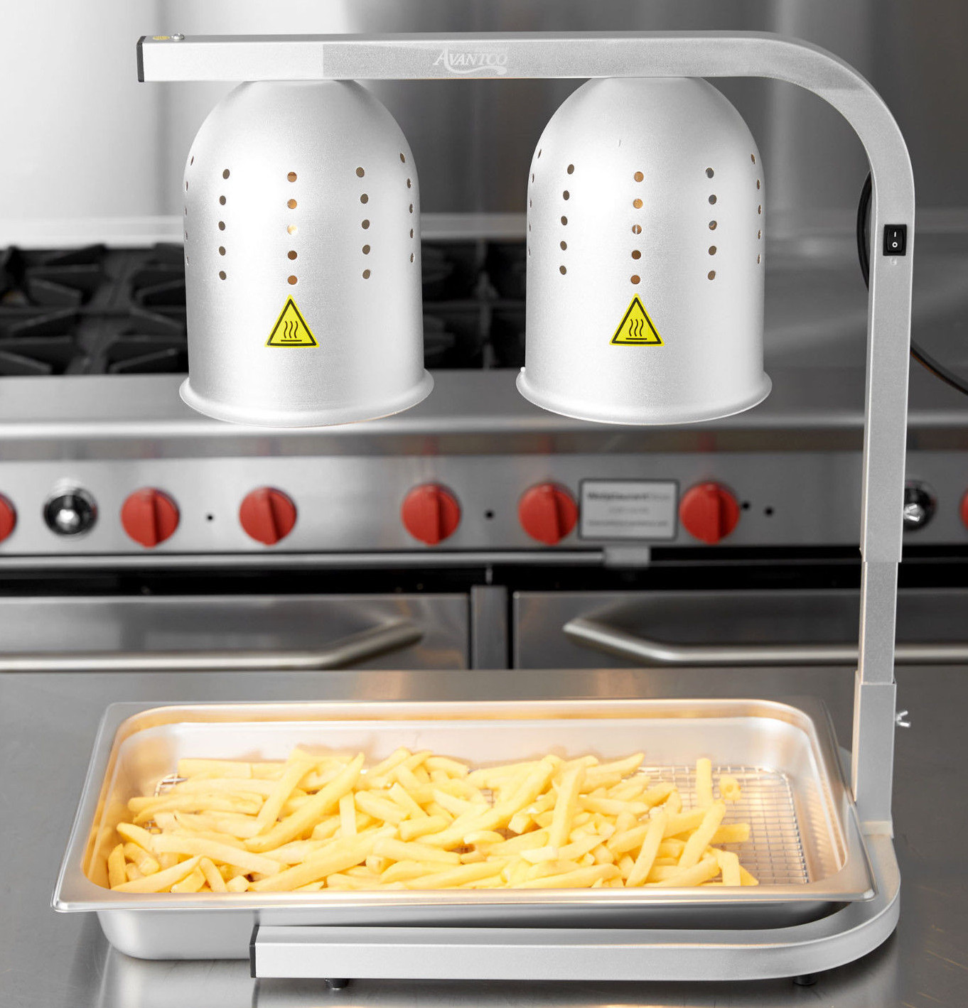 Aluminum Heat Lamp Food Fry Full Pan Warmer 2 Bulb Stand Commercial Dump Station